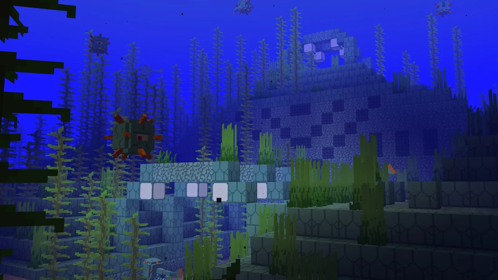 Ocean monument seen underwater with Bare Bones textures
