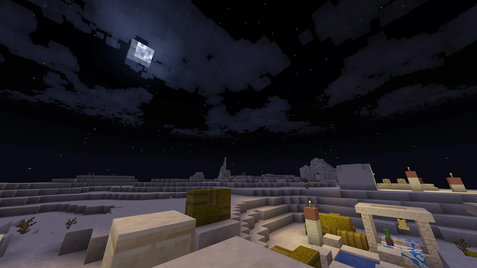 Night desert sky with moonlit volumetric cloud cover