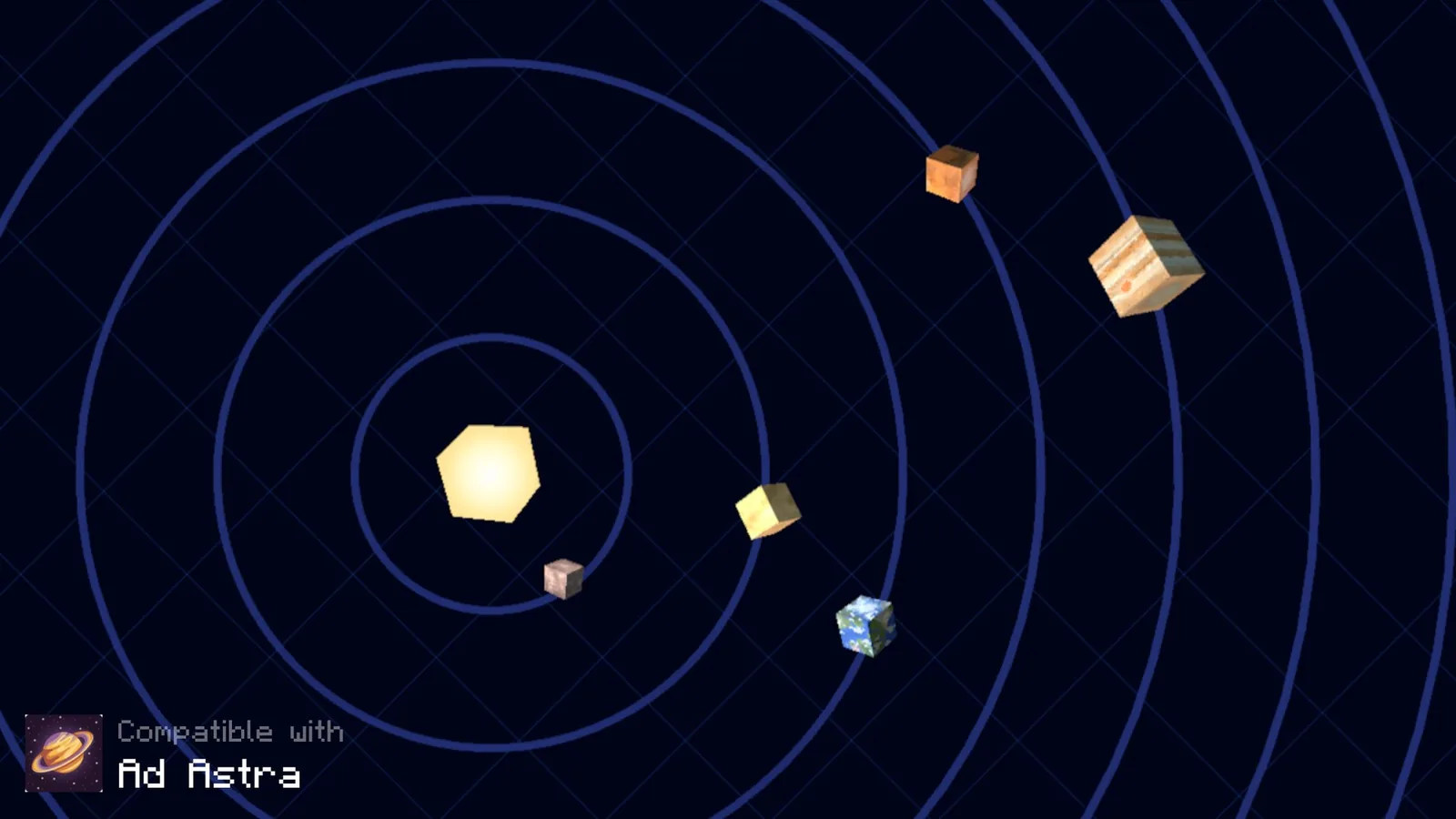 Cubic Sun and Moon sky textures running alongside a space mod