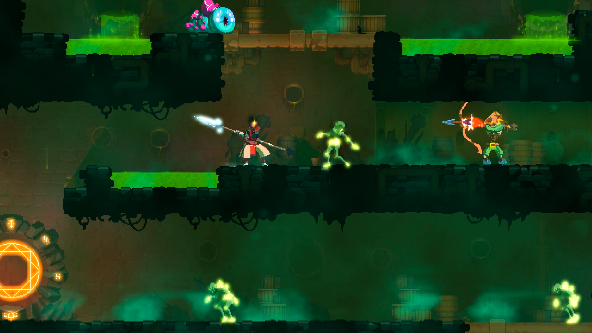 Side-scrolling roguelite level