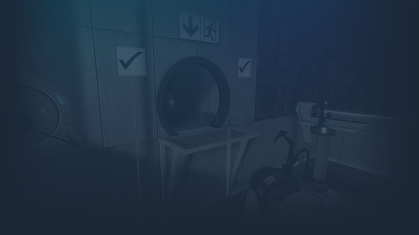 Puzzle chamber with portal surfaces