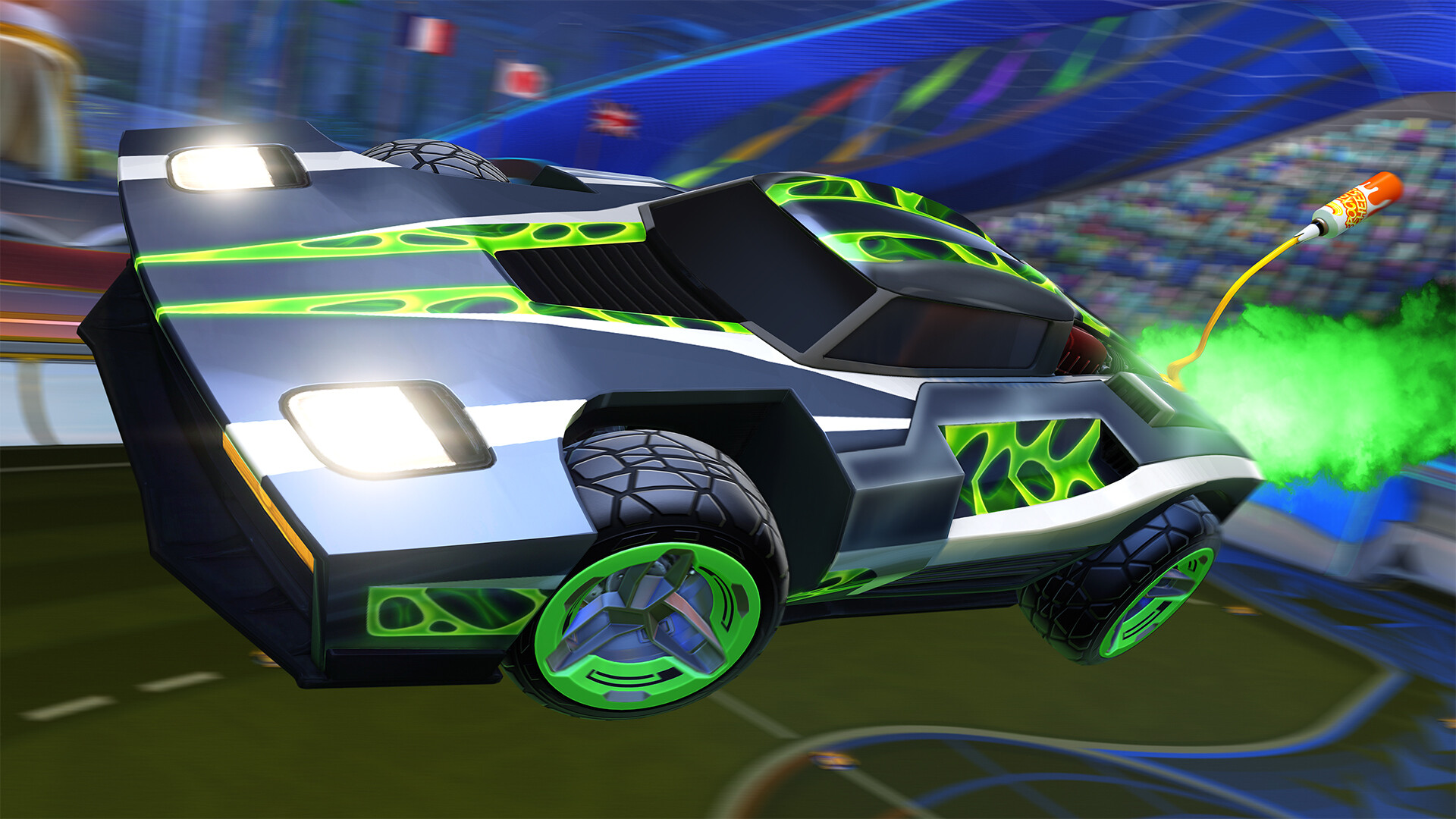 Arena view during a Rocket League game