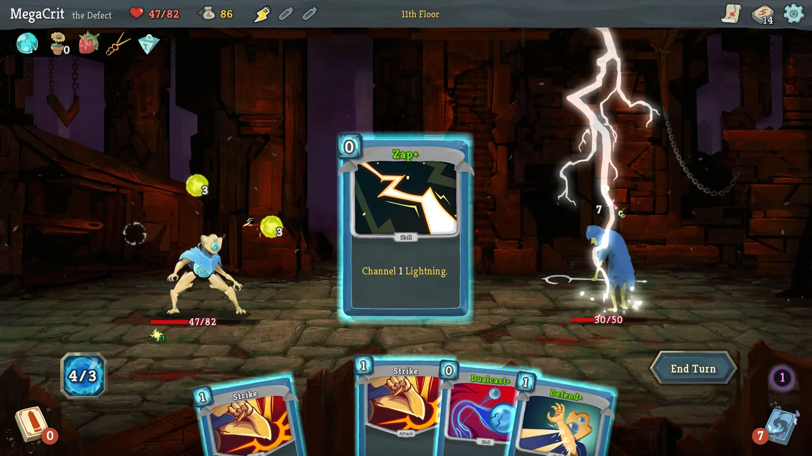 Card game screen showing numbers