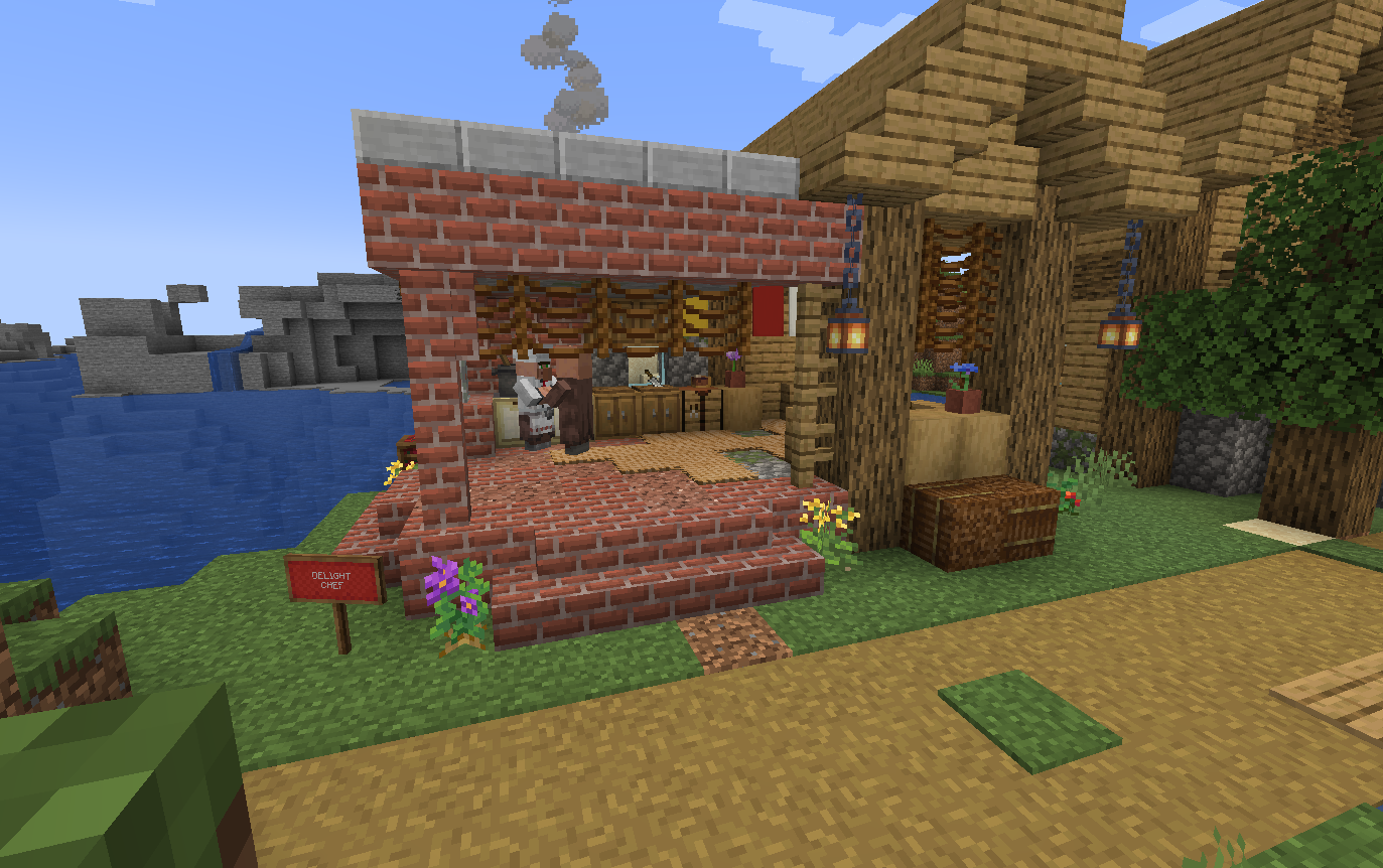 Cooking station with prepared food items