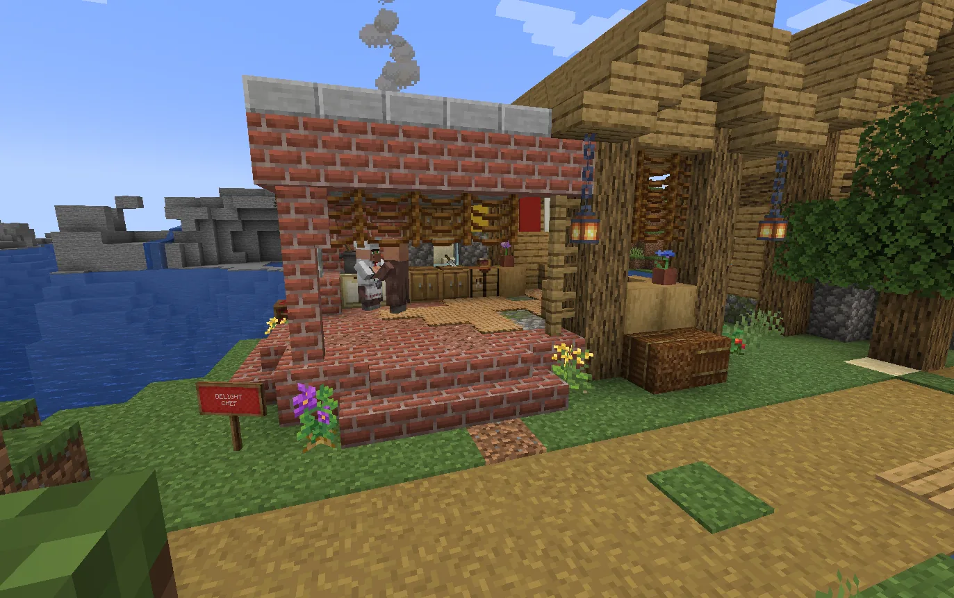 Cooking station with prepared food items