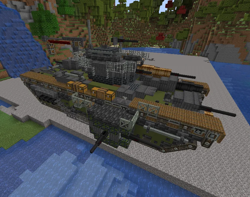 Large built mechanism on a platform