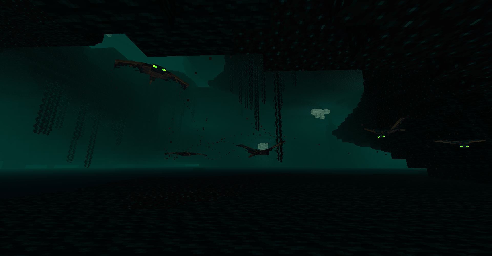 Sculk sensors and shriekers in a dark corridor