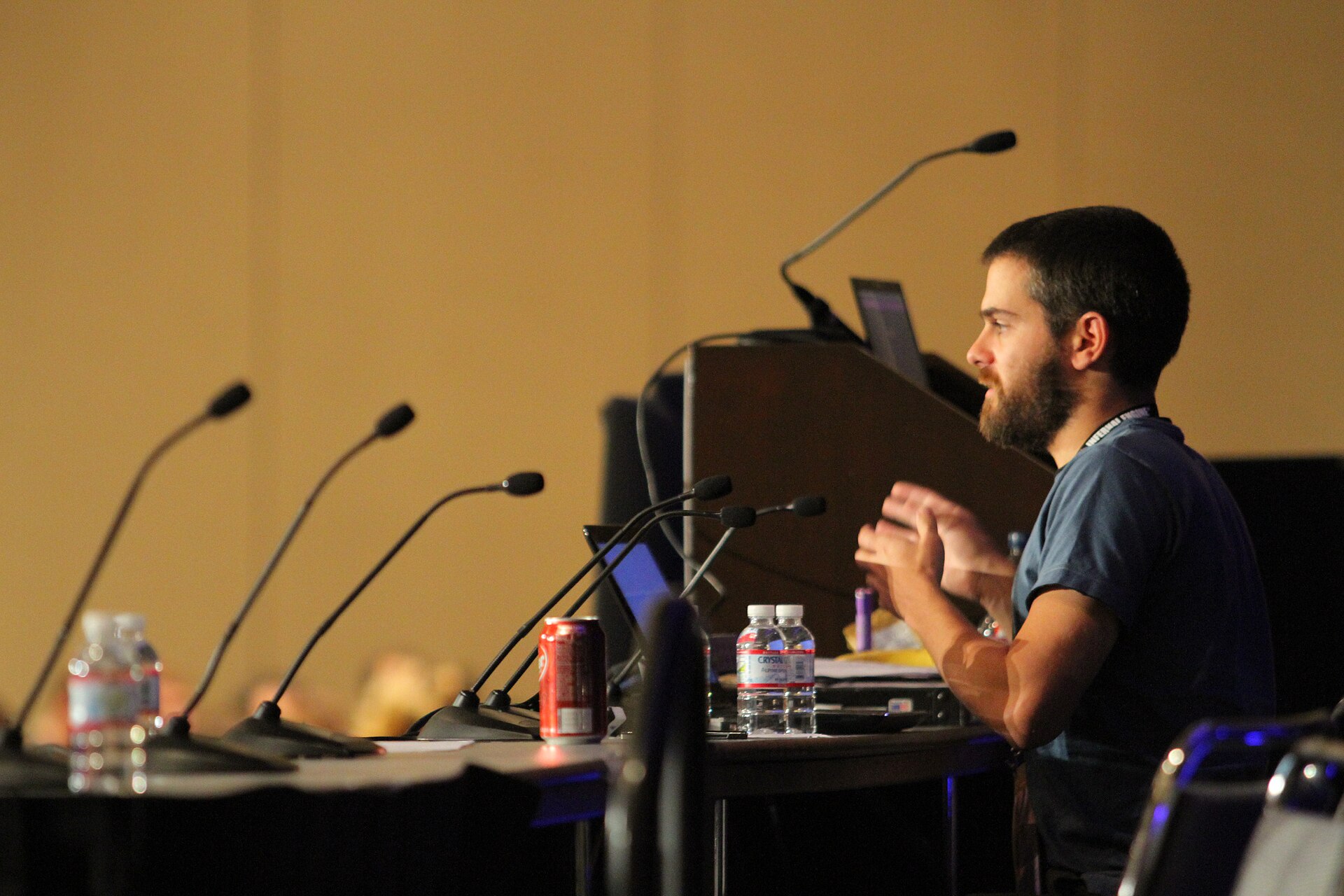 Presenter speaking to the audience at the Experimental Gameplay Sessions