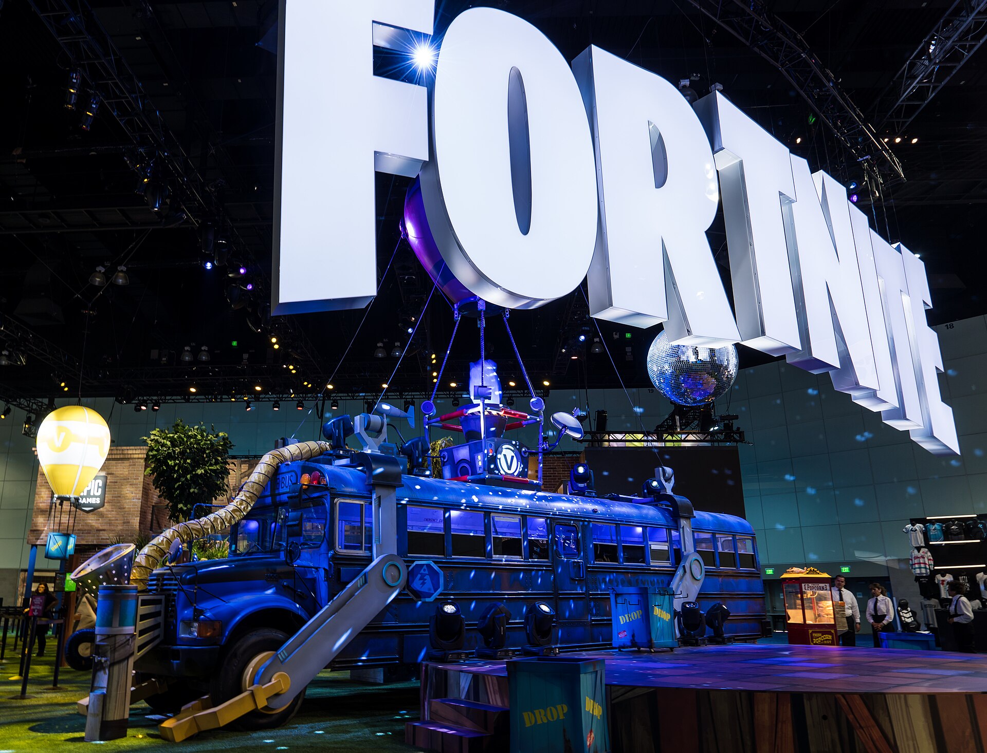Fortnite stage setup at a games expo