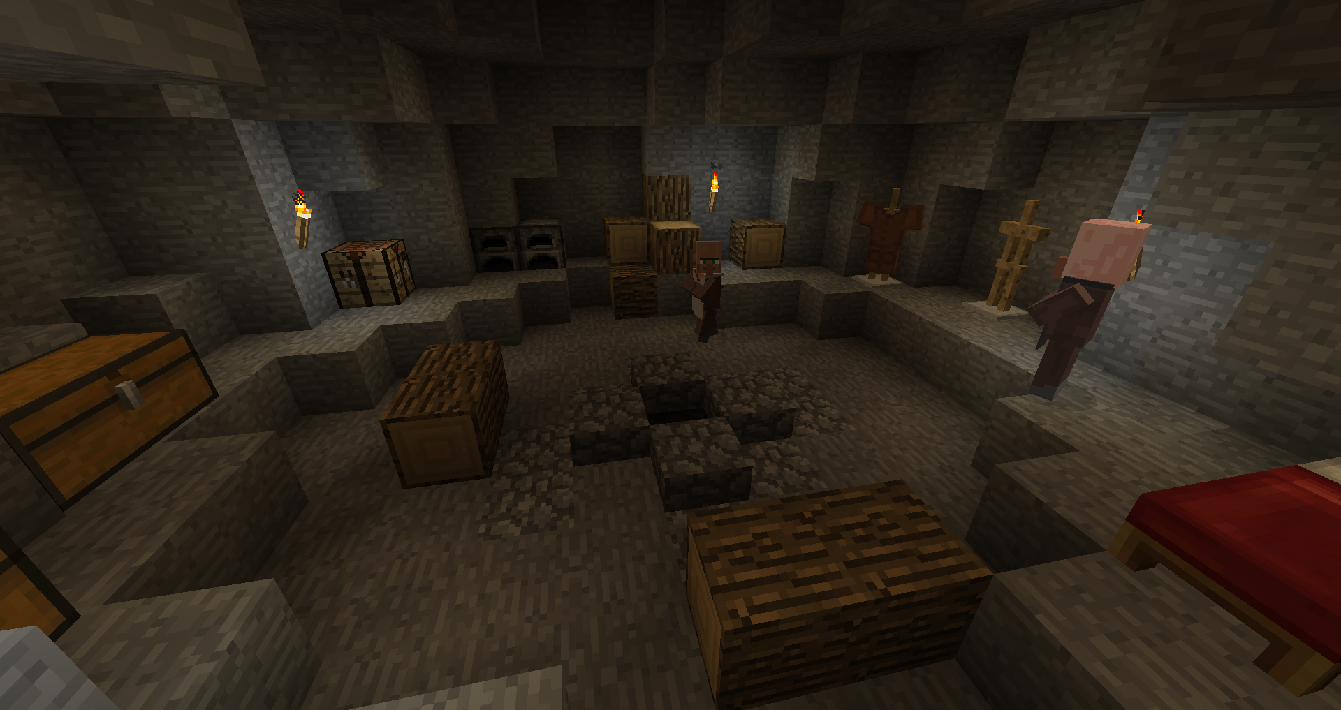 Generated building beside a forest path