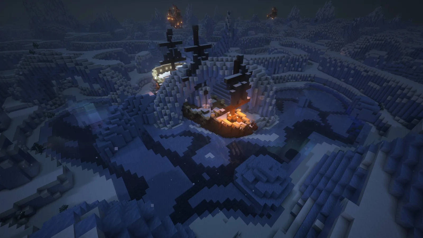 A dark corridor in a generated Minecraft structure
