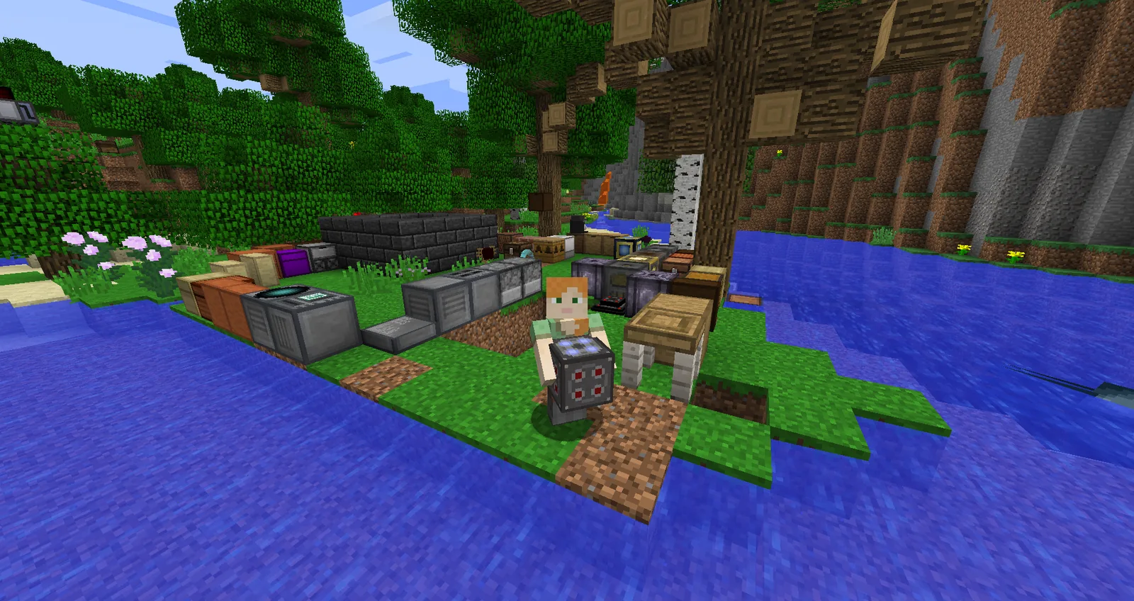 Base interior with storage being reorganised