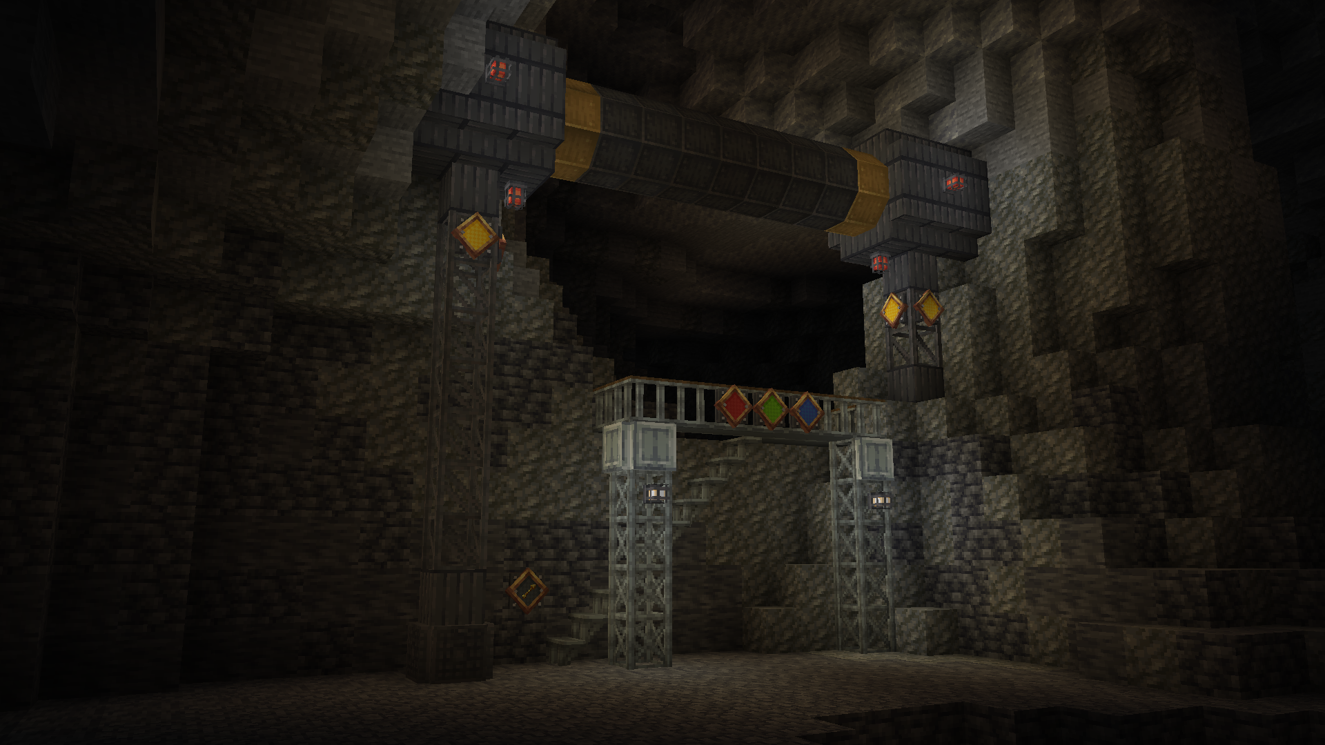 Mechanical contraption in a Minecraft build