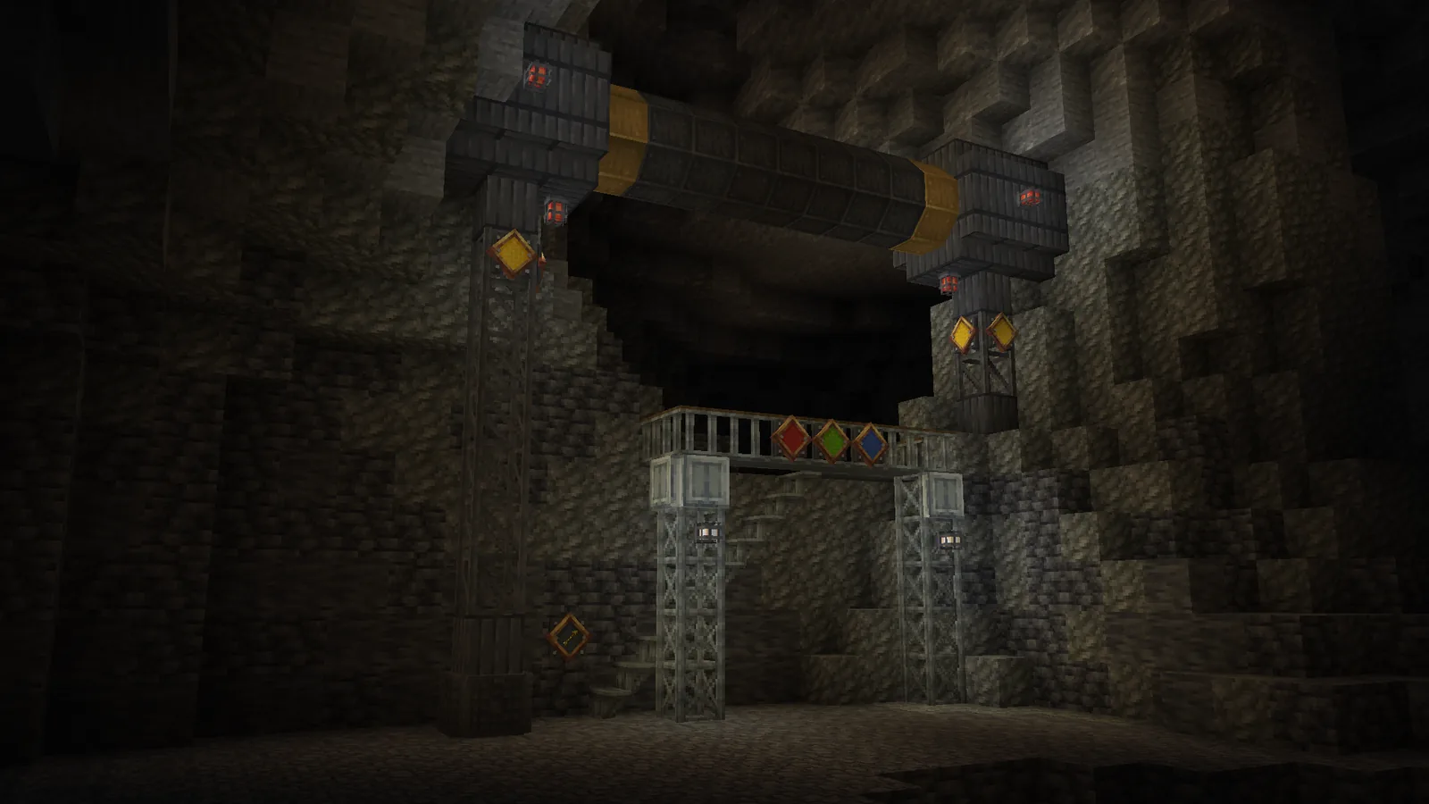 Mechanical contraption in a Minecraft build