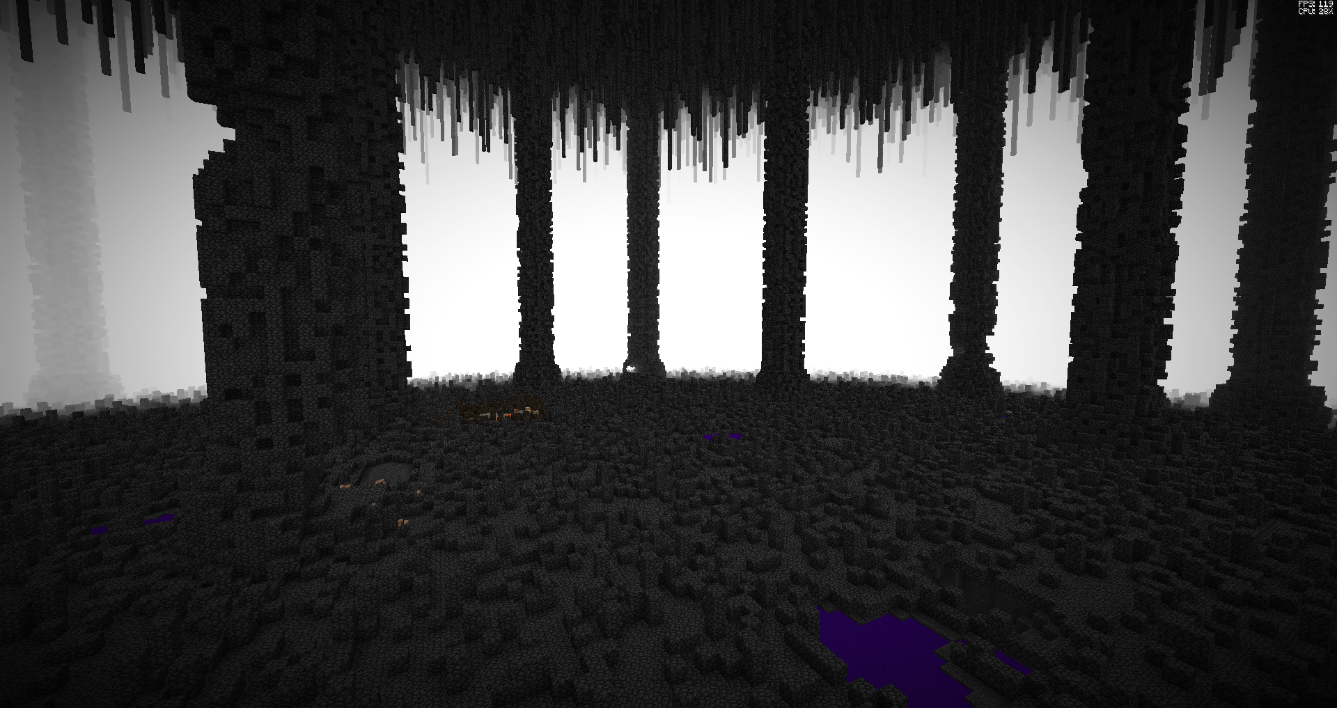 Dark cavern with a hostile mob