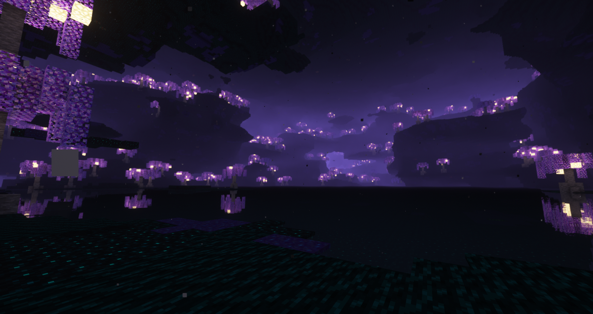 Nether fortress structure across a lava sea