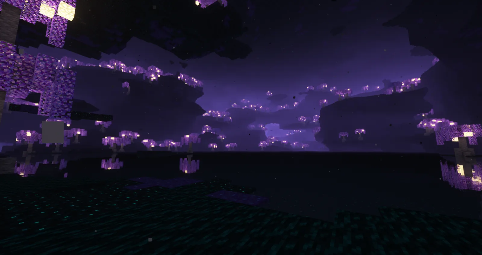 Nether fortress structure across a lava sea