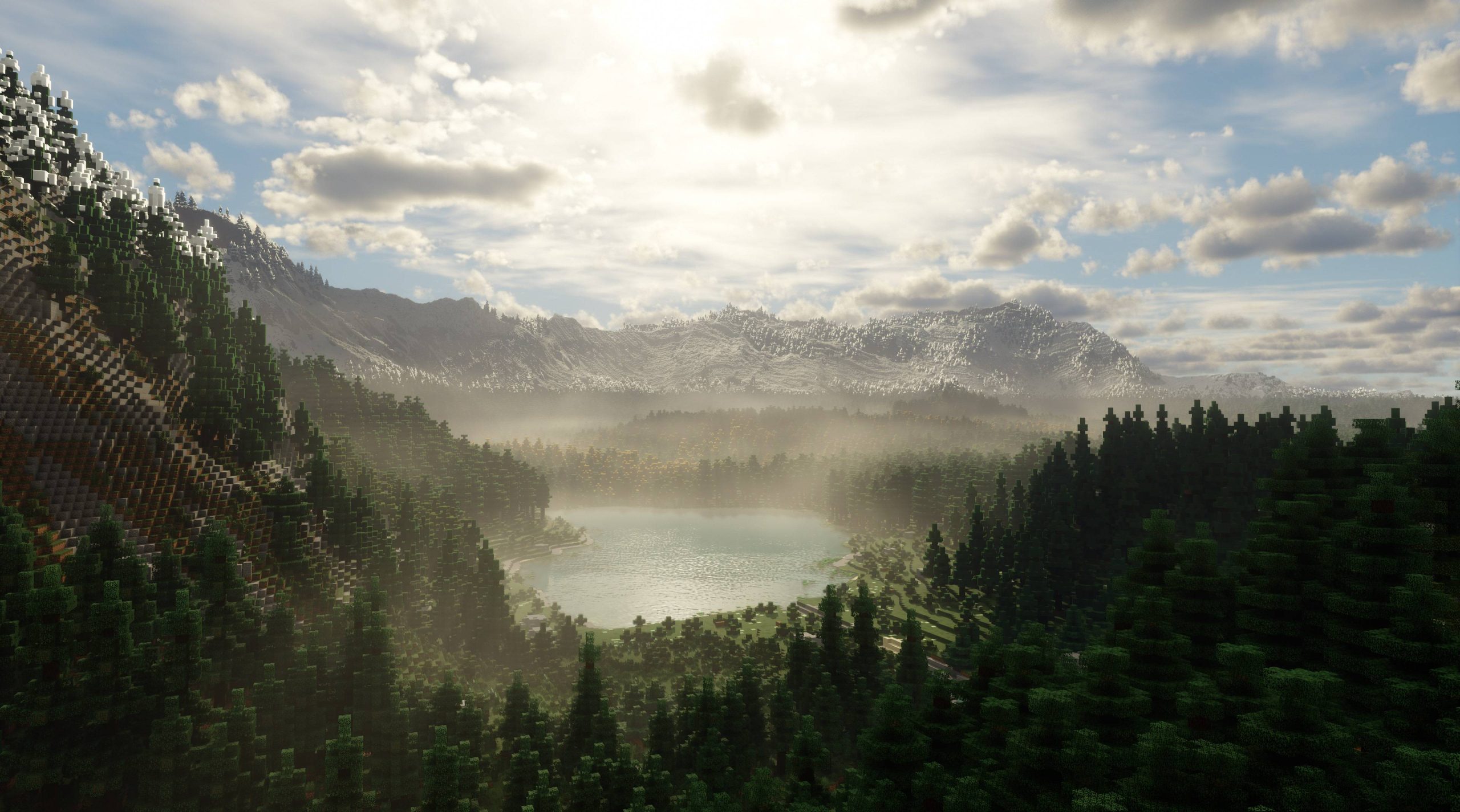 Modded Minecraft client rendering terrain at long range