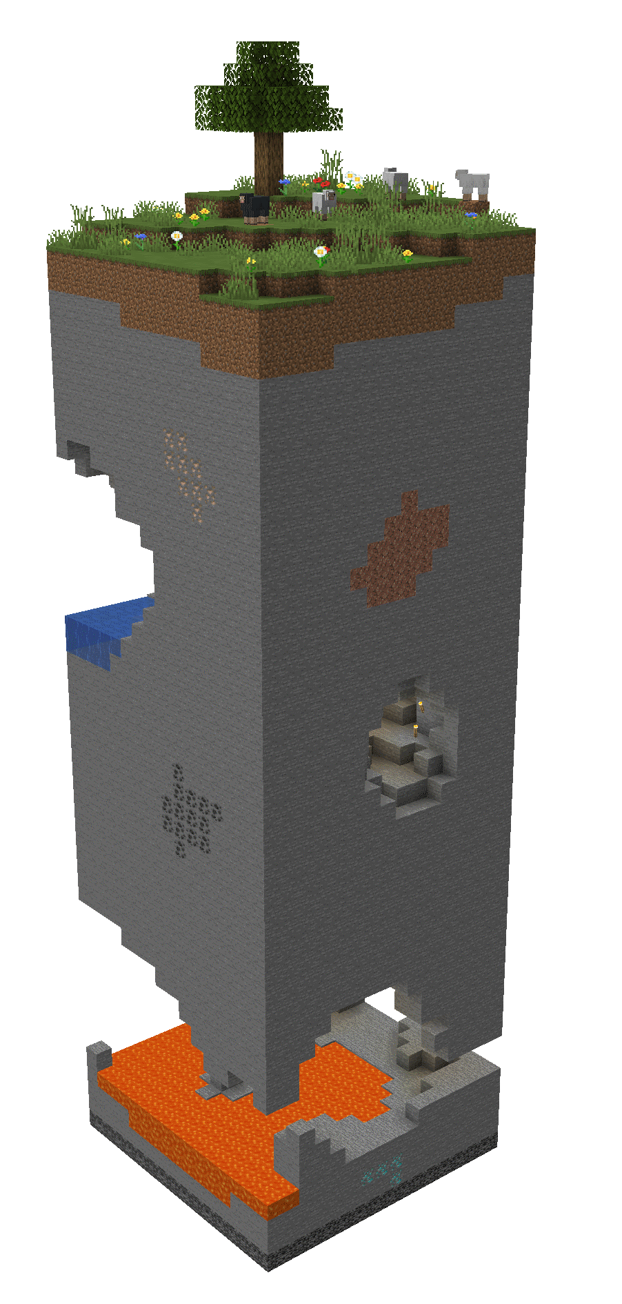 Large translucent build in a Minecraft world