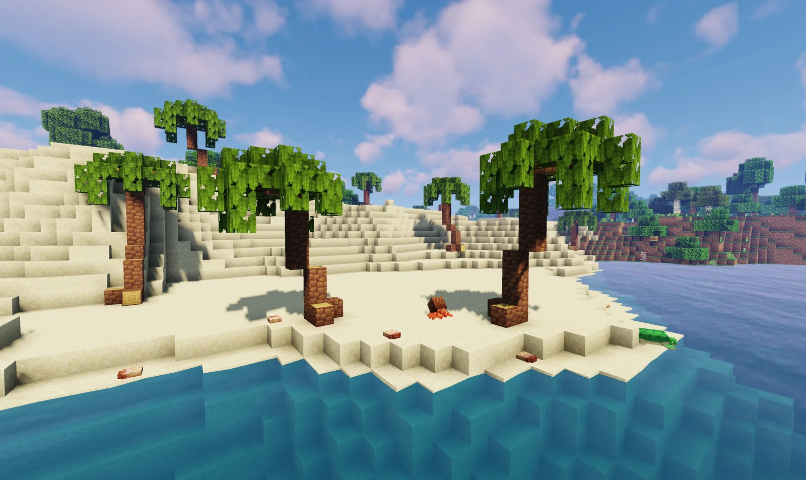 A Minecraft forest with coloured foliage