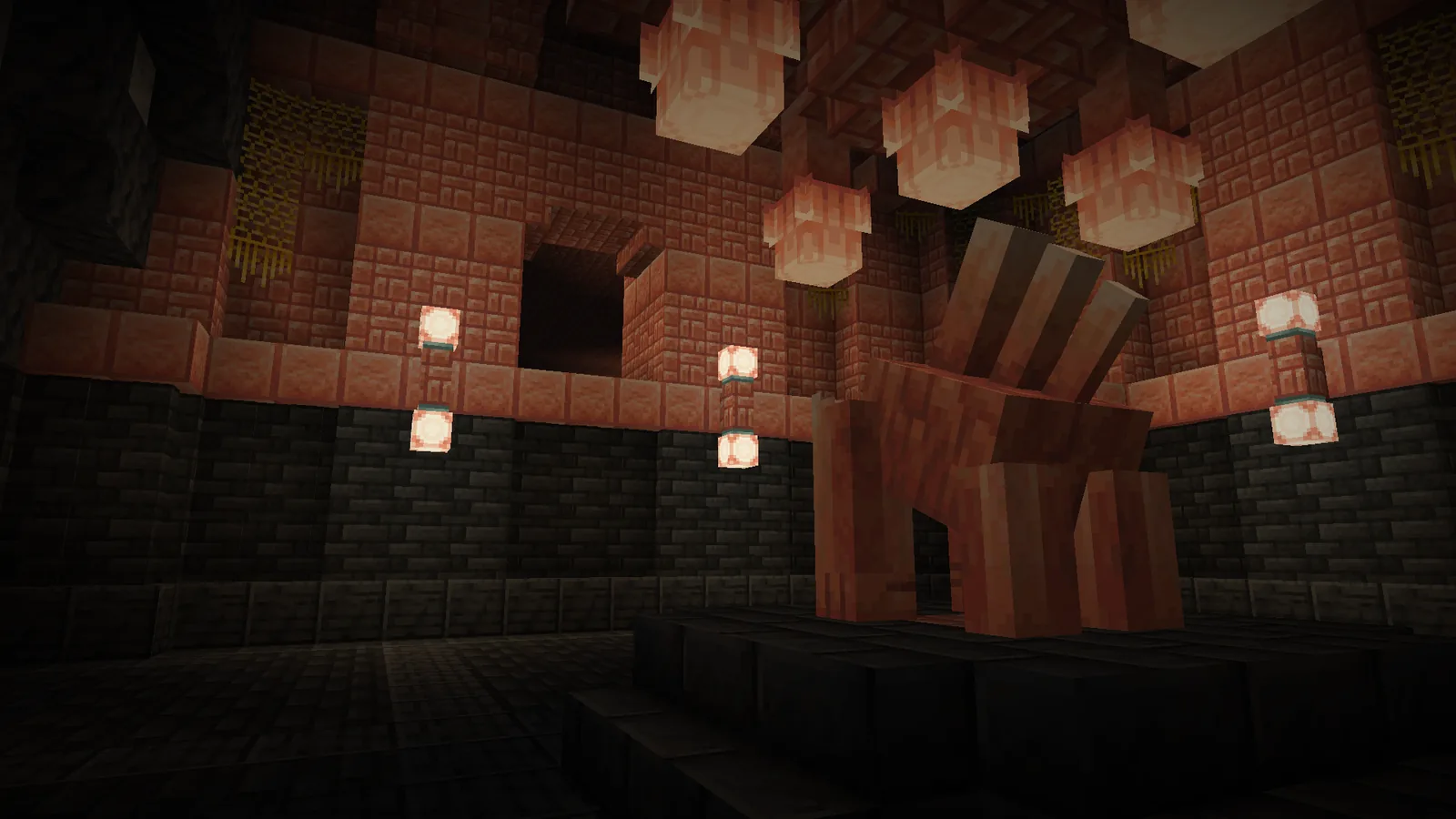 Layered rock colours in a Minecraft biome