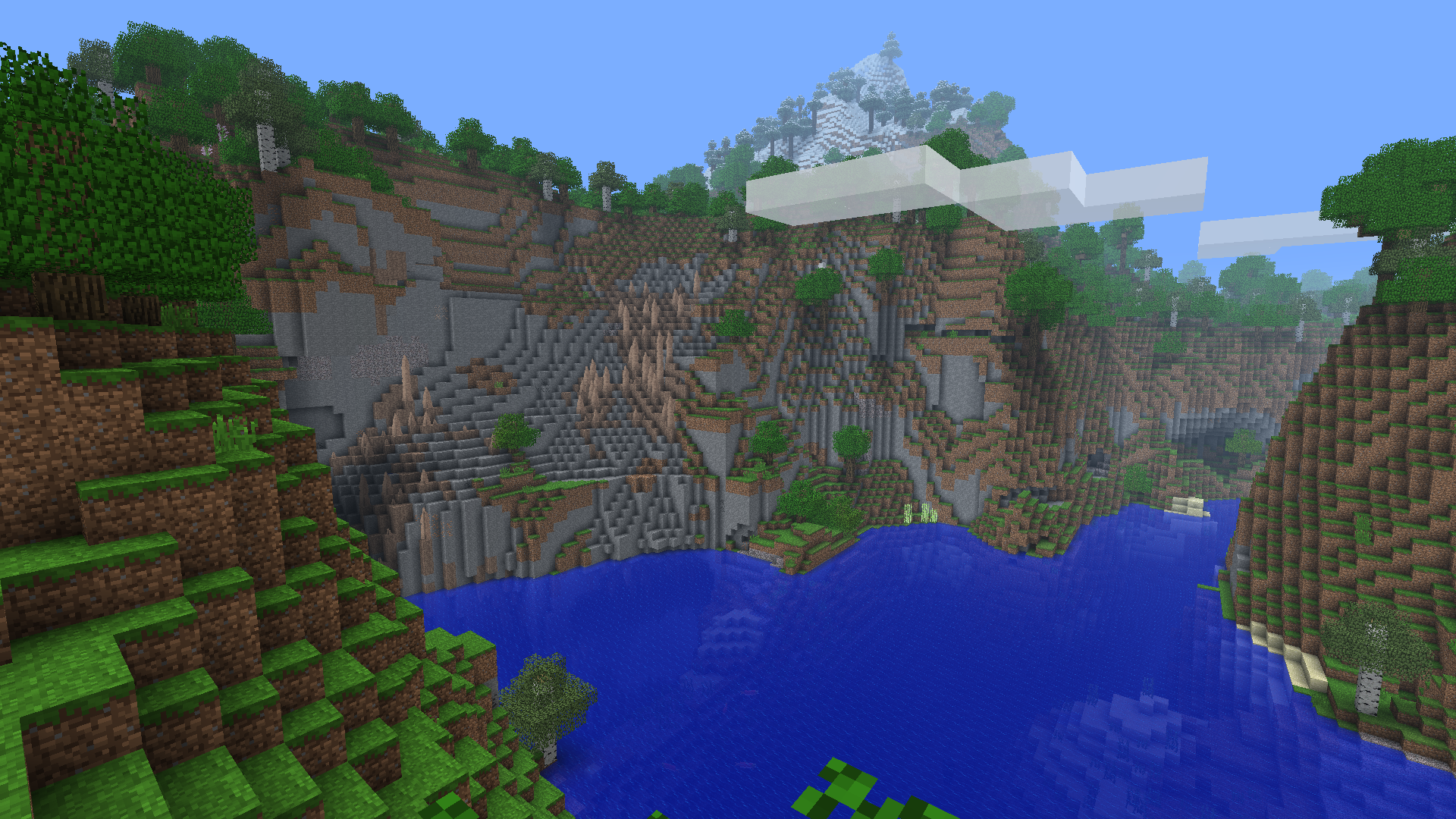 Village with mobs and villagers in view