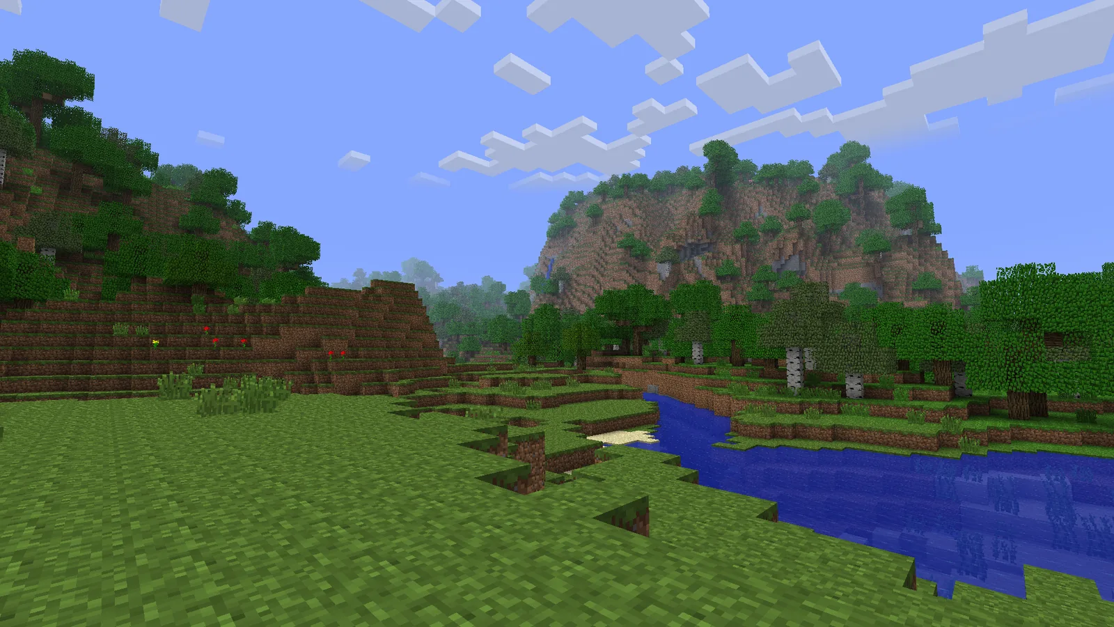 Retro-styled Minecraft blocks and terrain