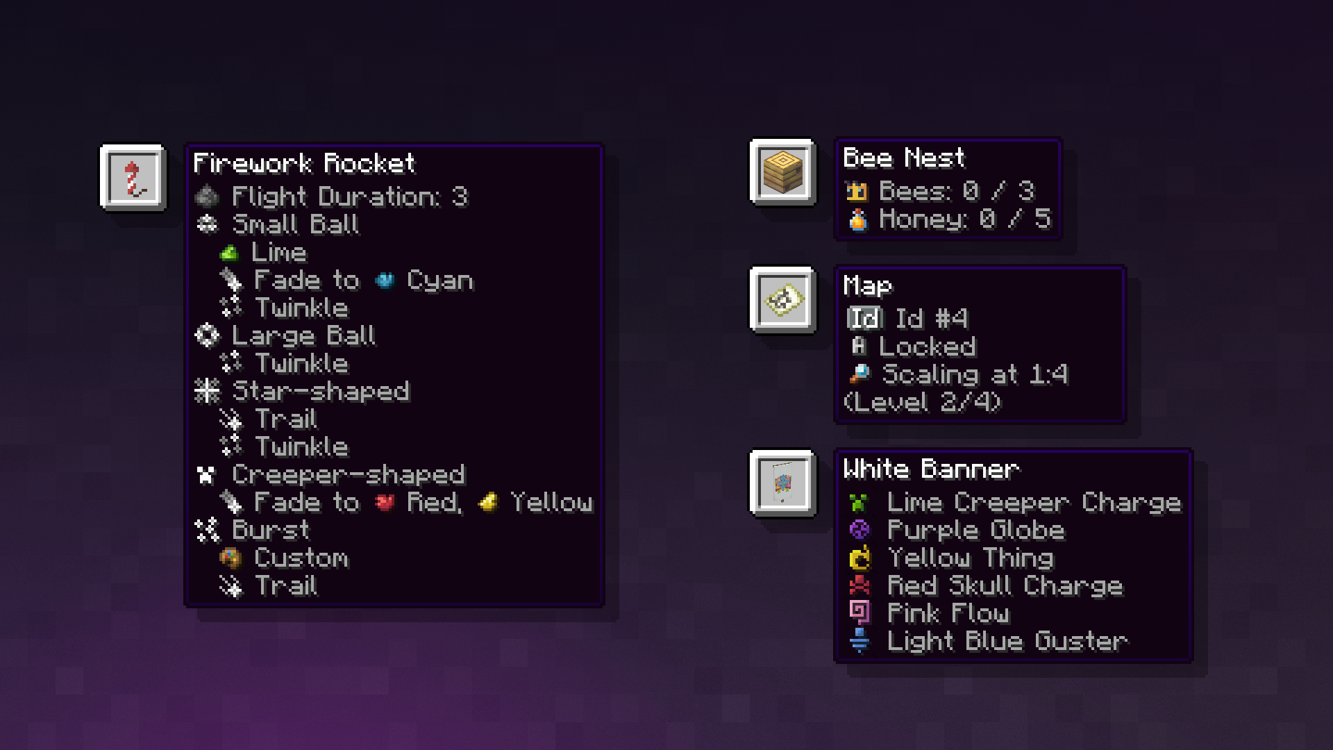 Debug information shown in game