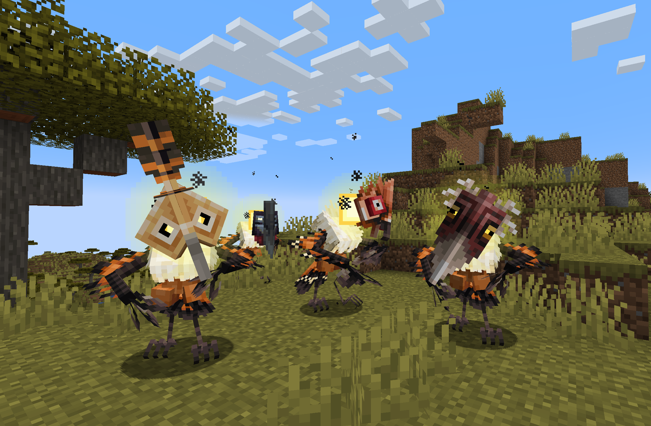 Player armed and facing hostile mobs