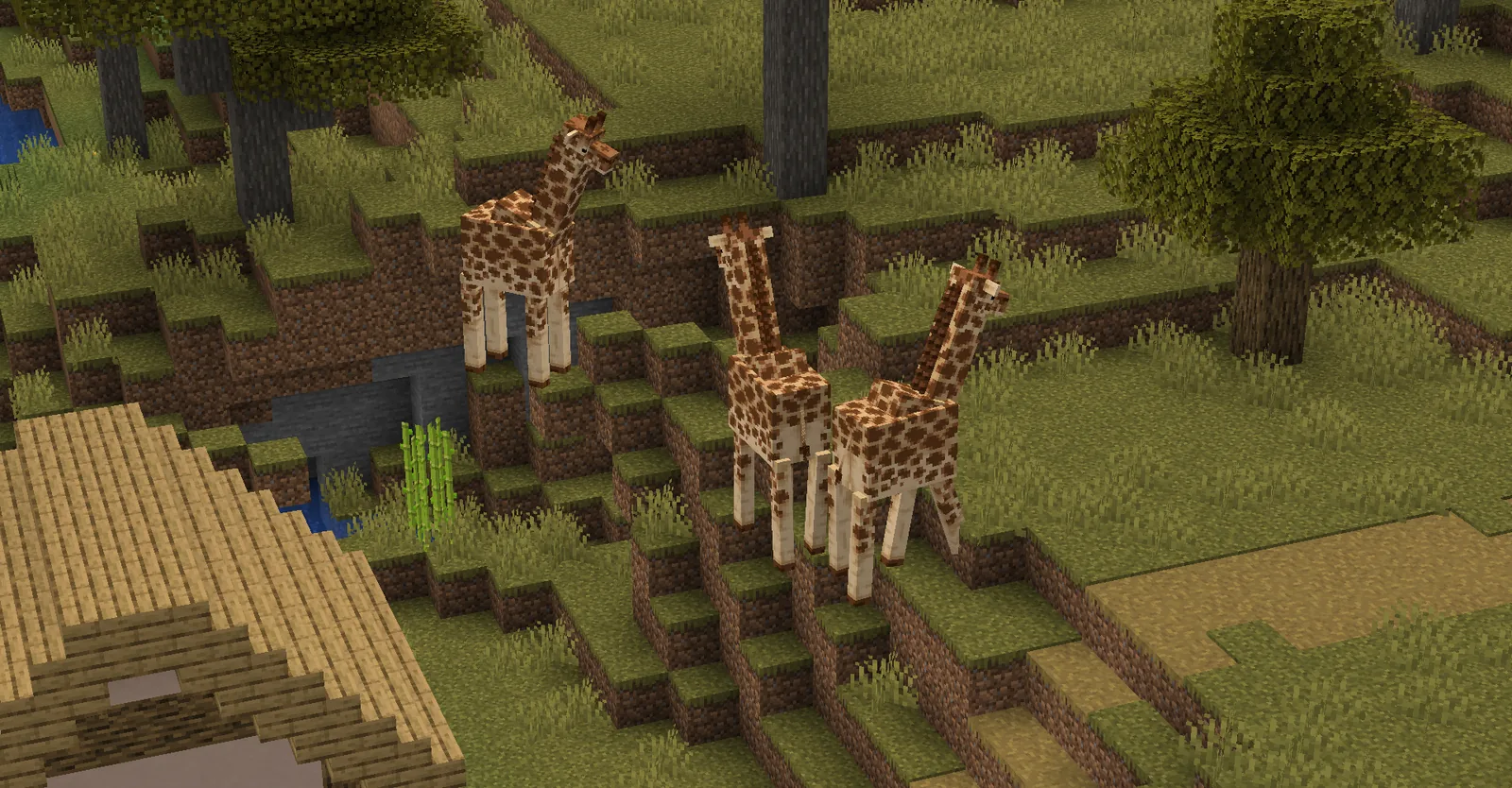 Savanna wildlife in a Minecraft world