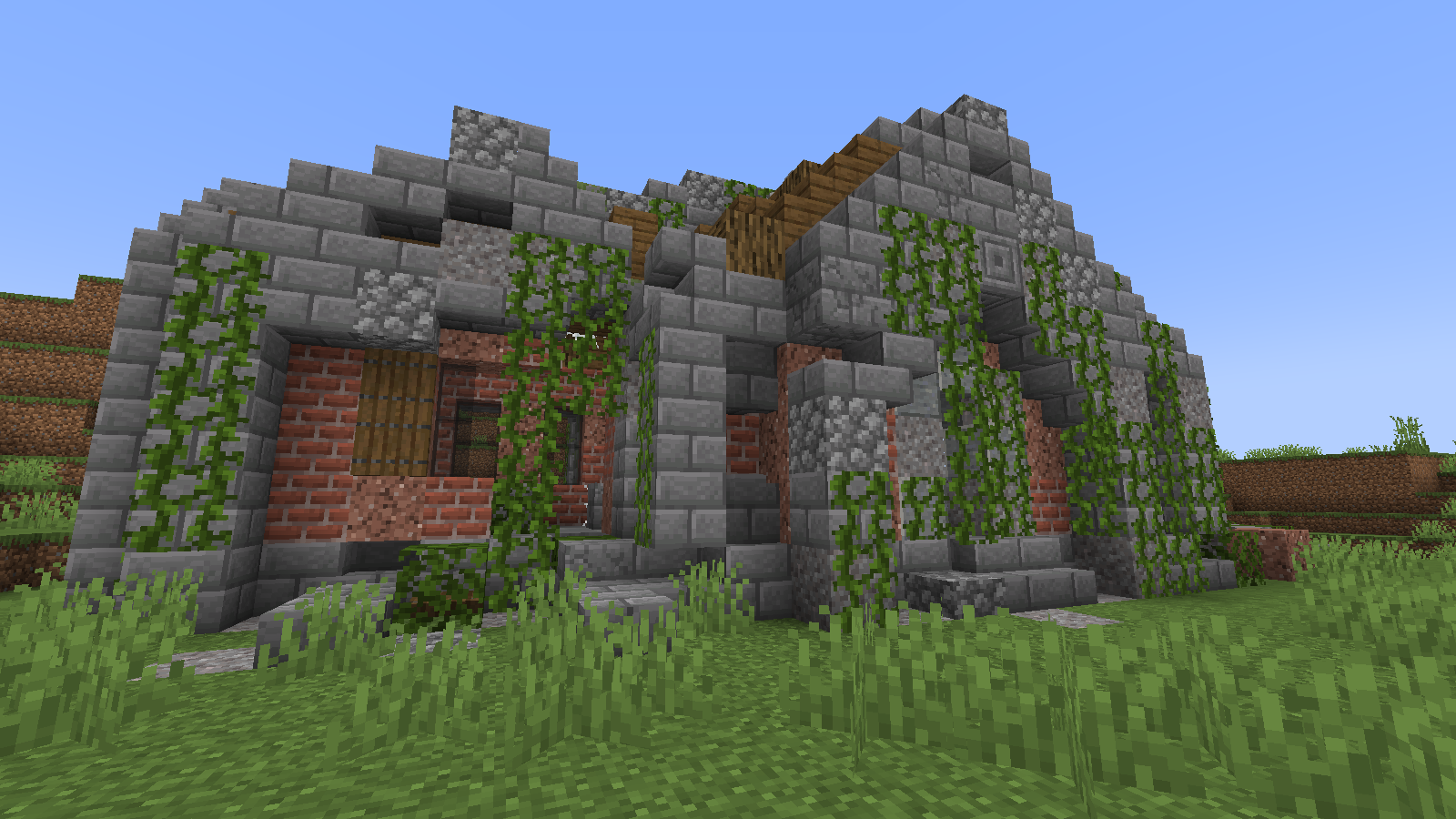 Collapsed stonework overgrown with plants