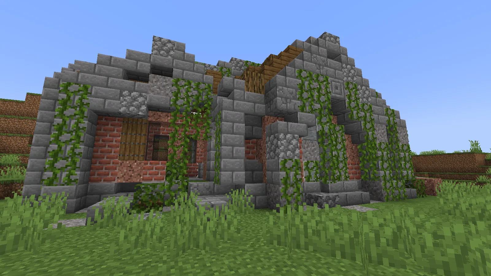 Collapsed stonework overgrown with plants
