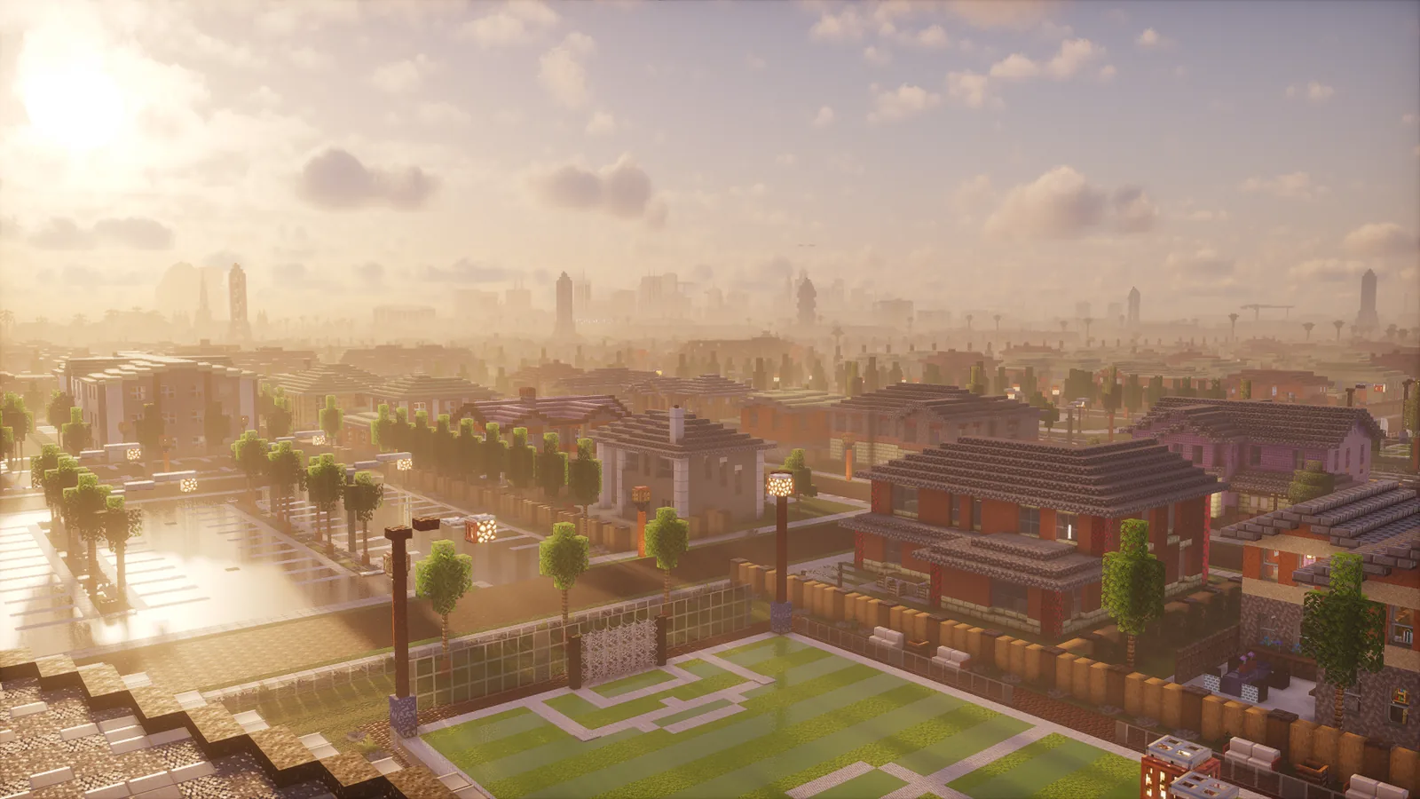 A wide Minecraft vista with high render distance
