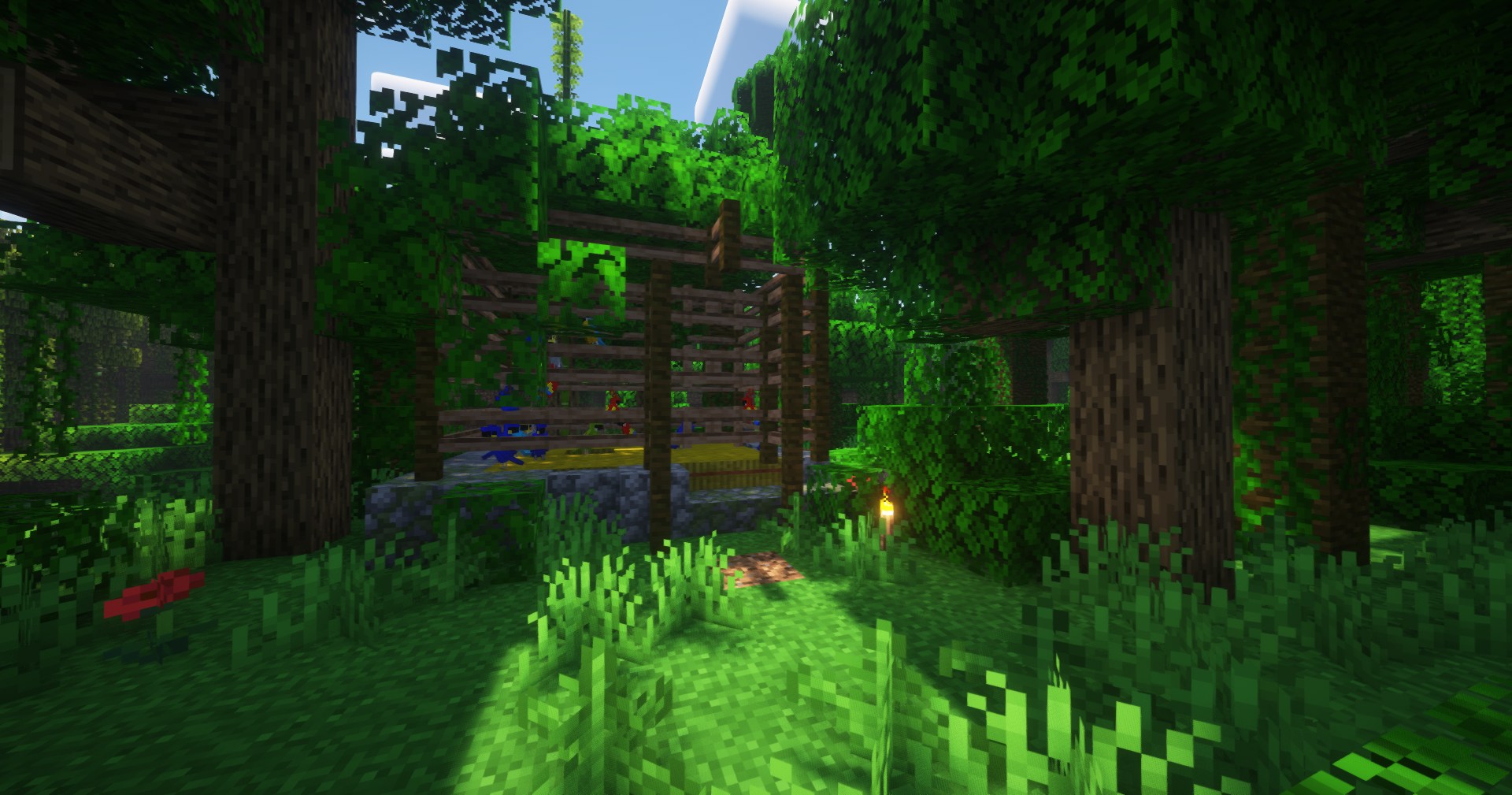 Village street with varied window shapes