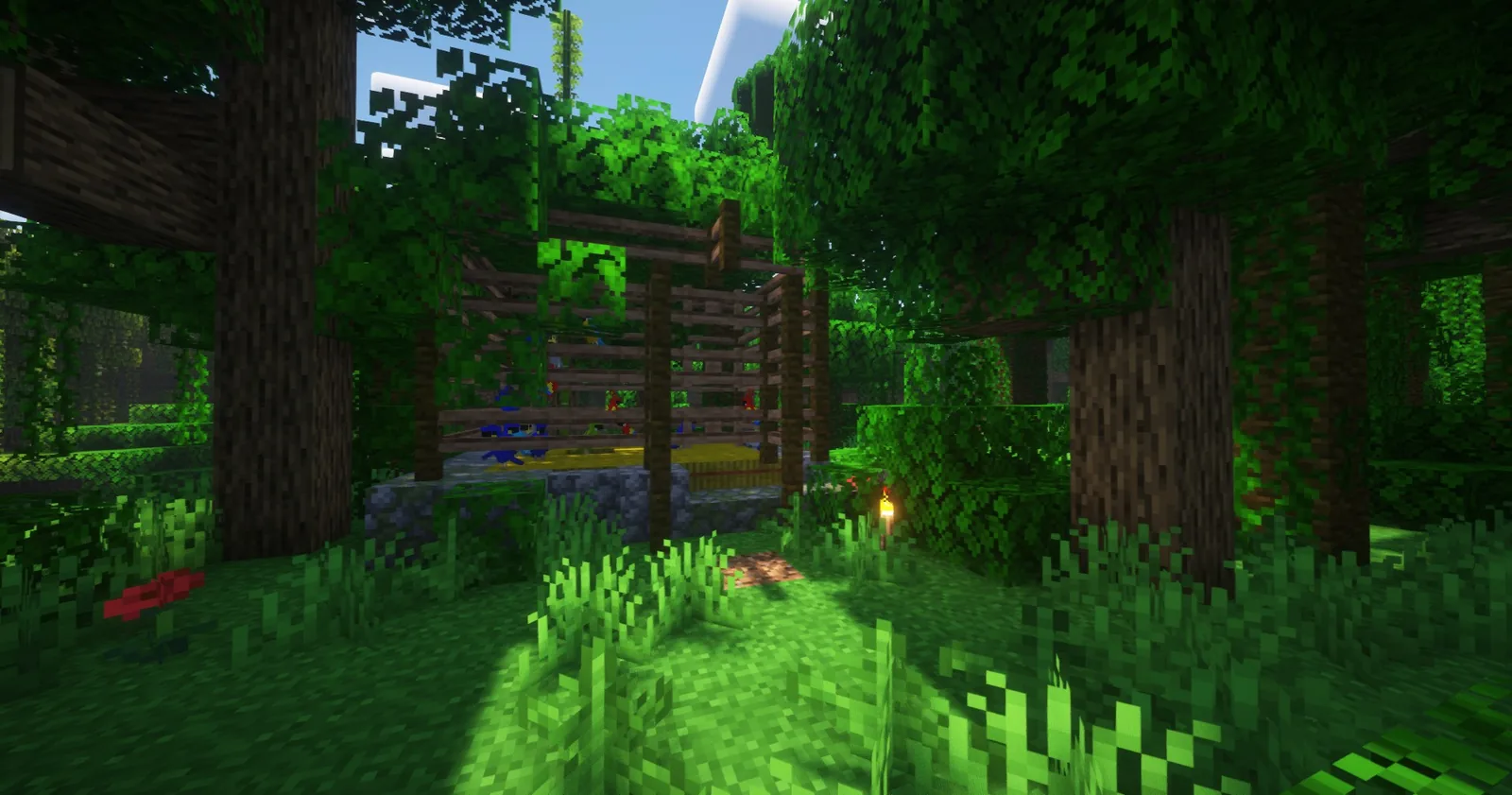 Village street with varied window shapes