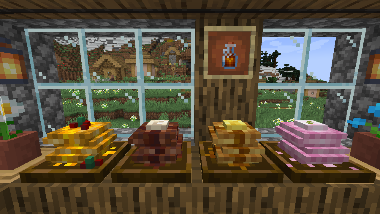 Village at dusk with ambient light
