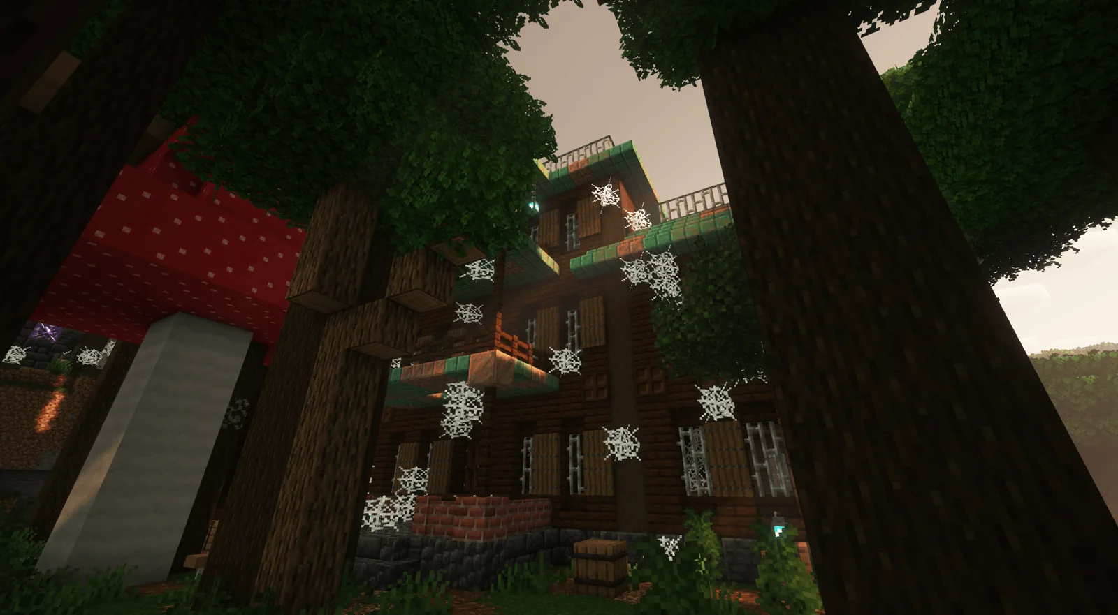 Players gathered at a Minecraft landmark