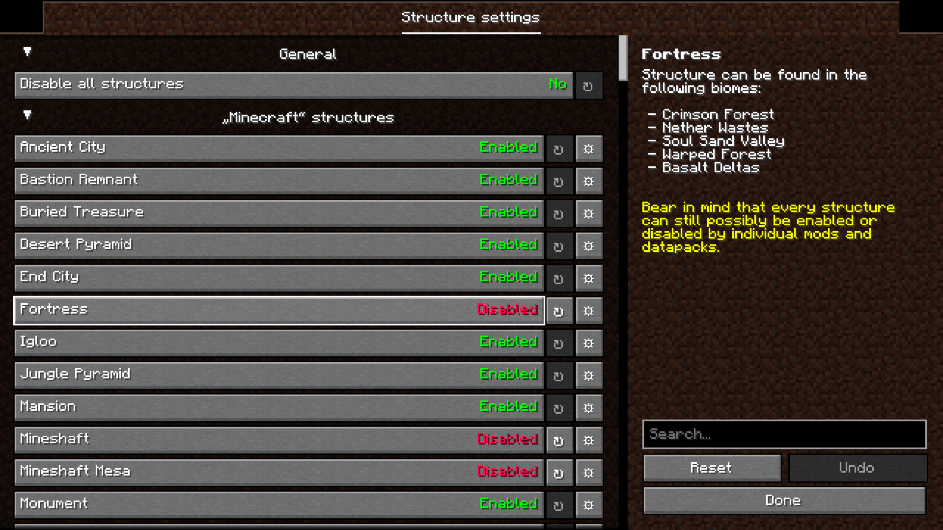 Generated structure in the overworld