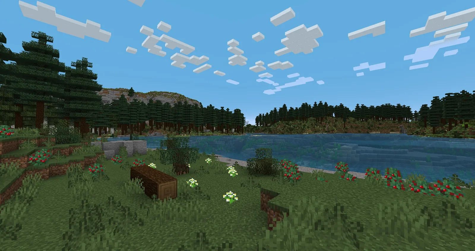 Mycelium and huge mushrooms in a Minecraft world