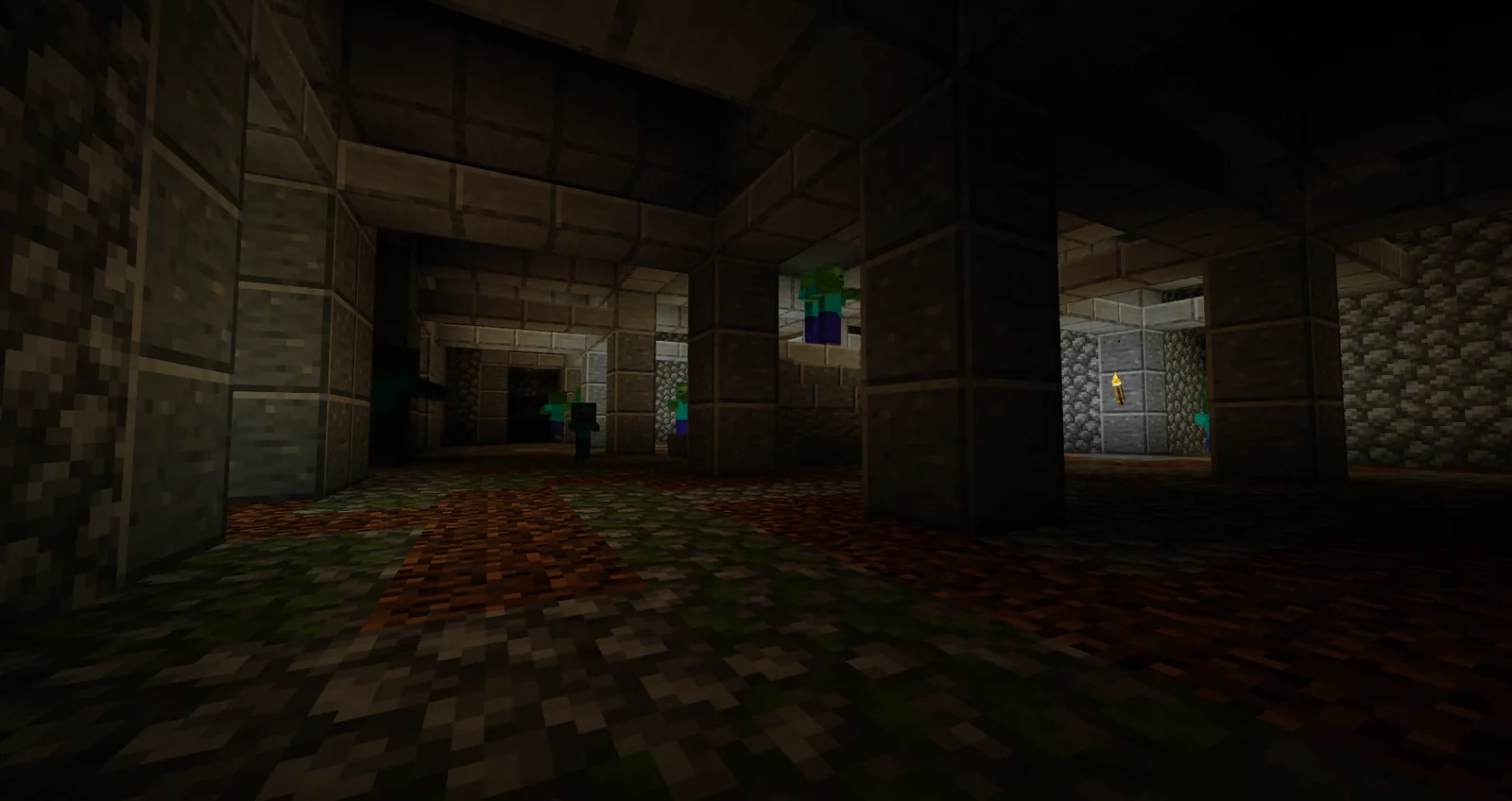 Dungeon corridor with spawner and chests