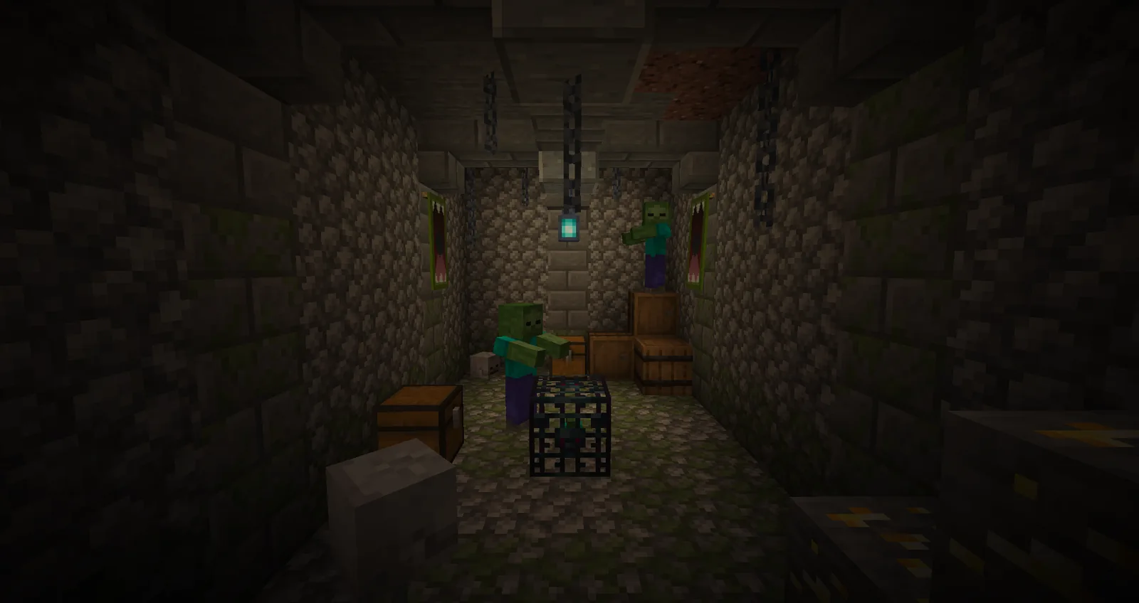 Ruined stone architecture below ground