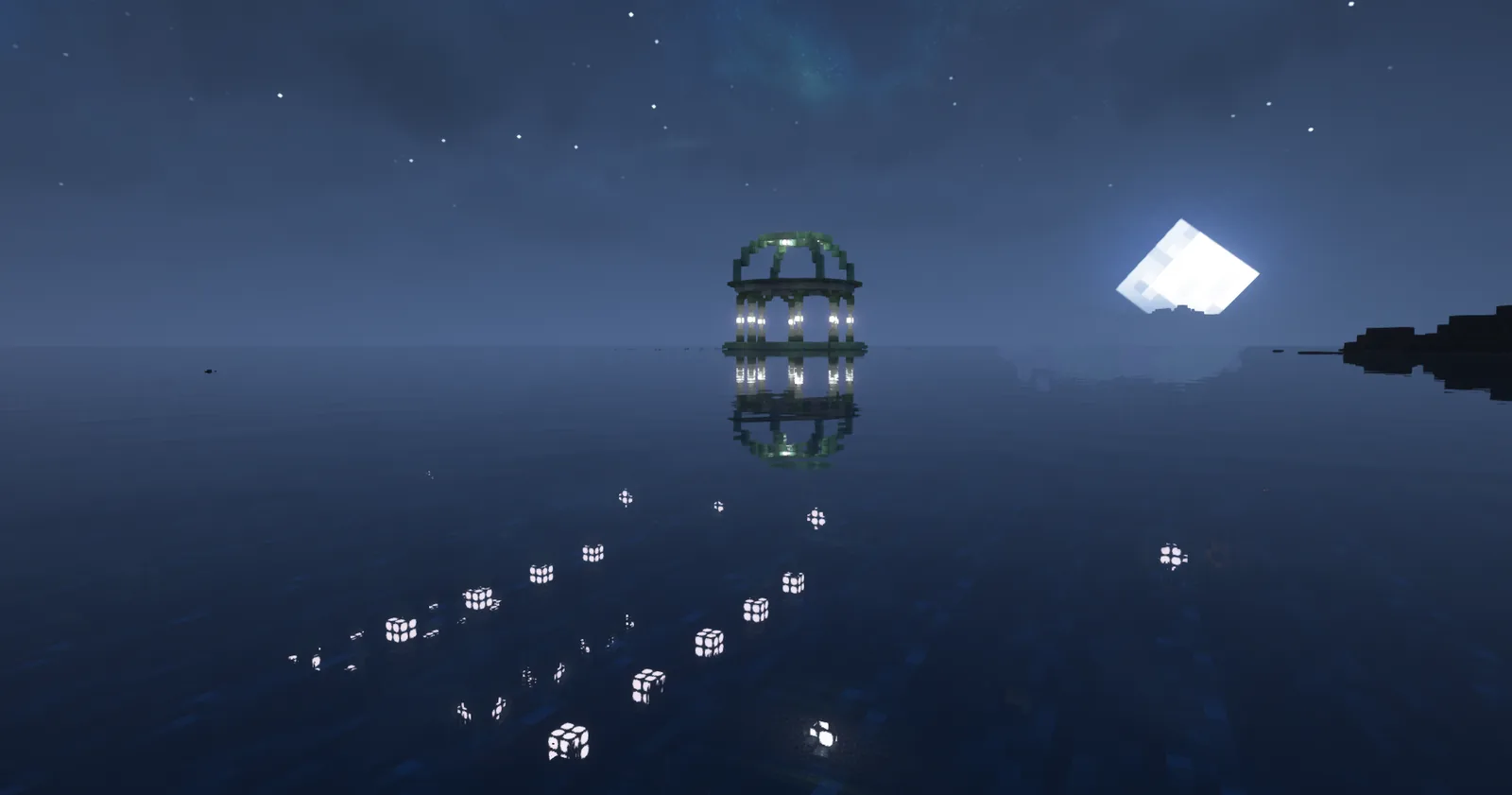 Submerged building with glazed sections
