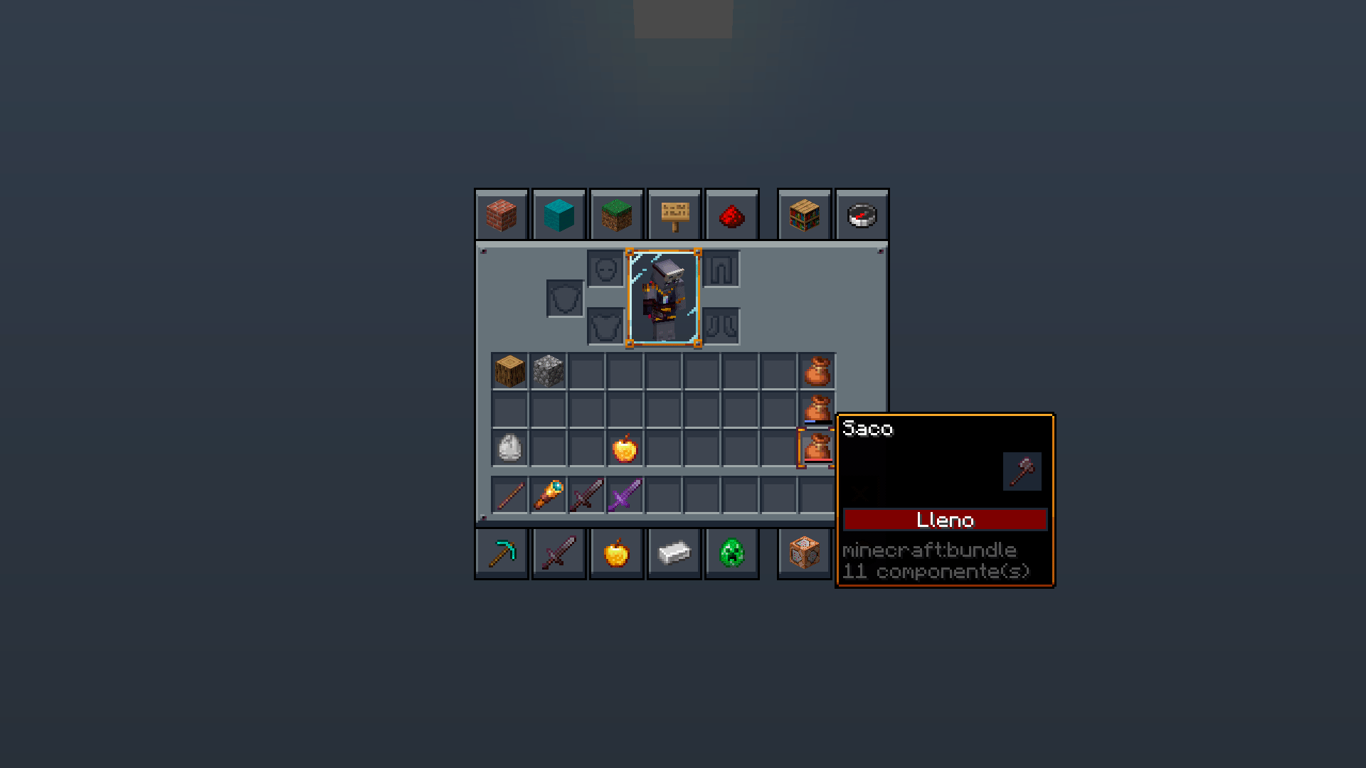 Dark mode crafting screen