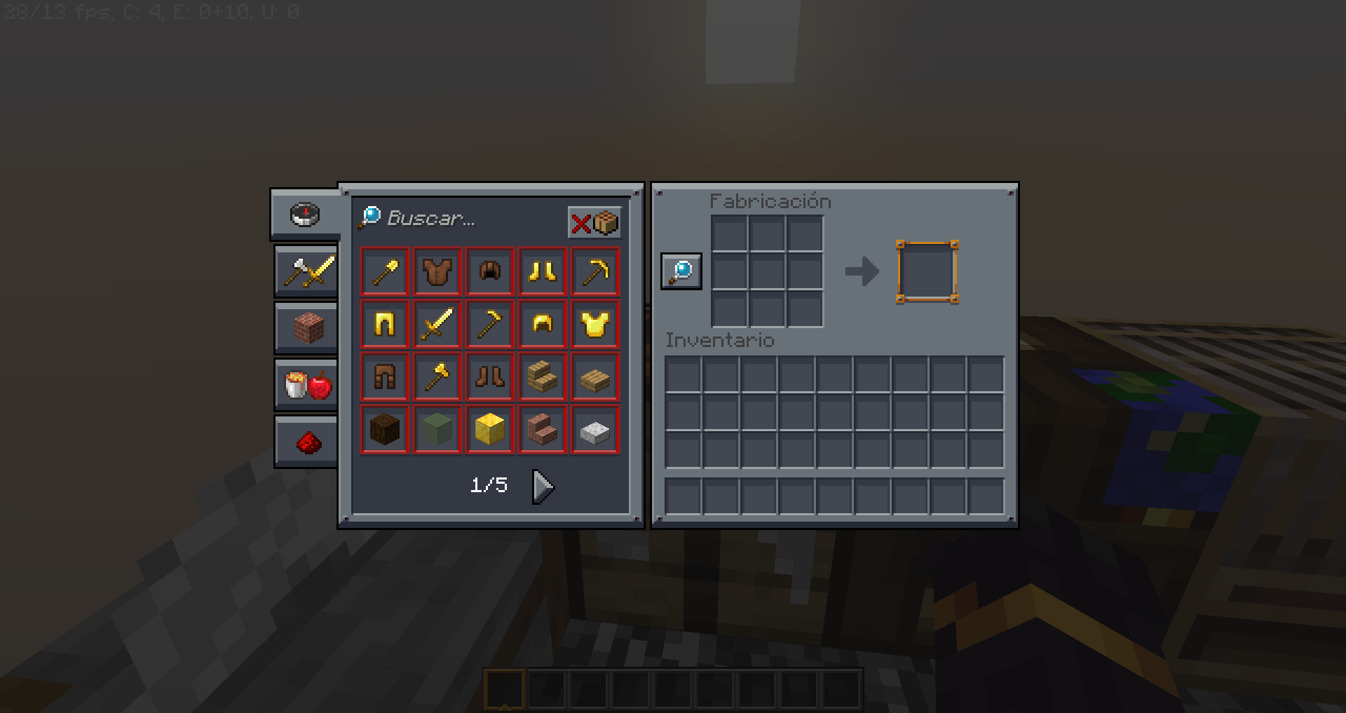 Chest interface with a dark GUI theme