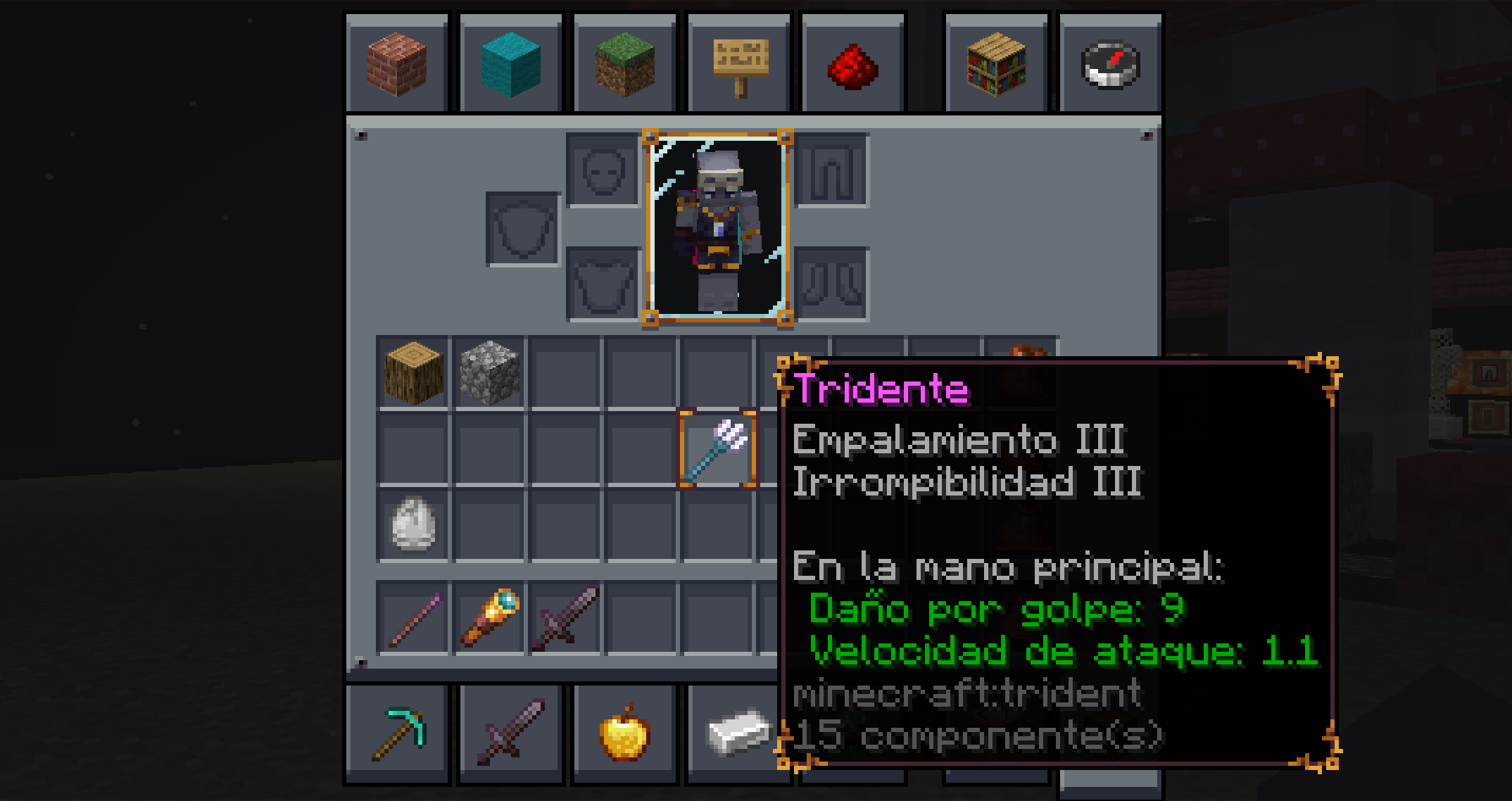 Settings menu with the dark interface pack applied