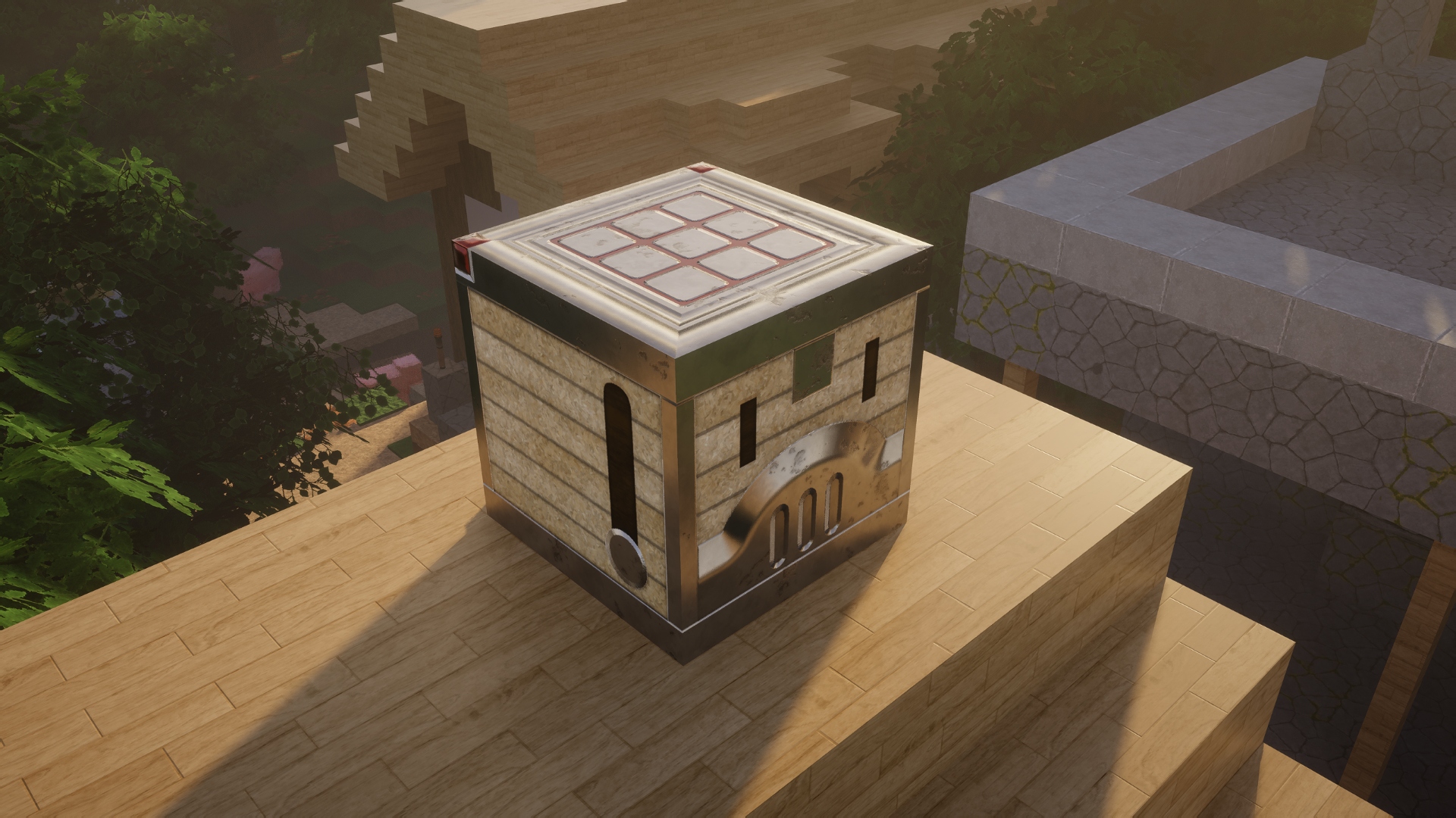 Detailed world scene rendered on a desktop client