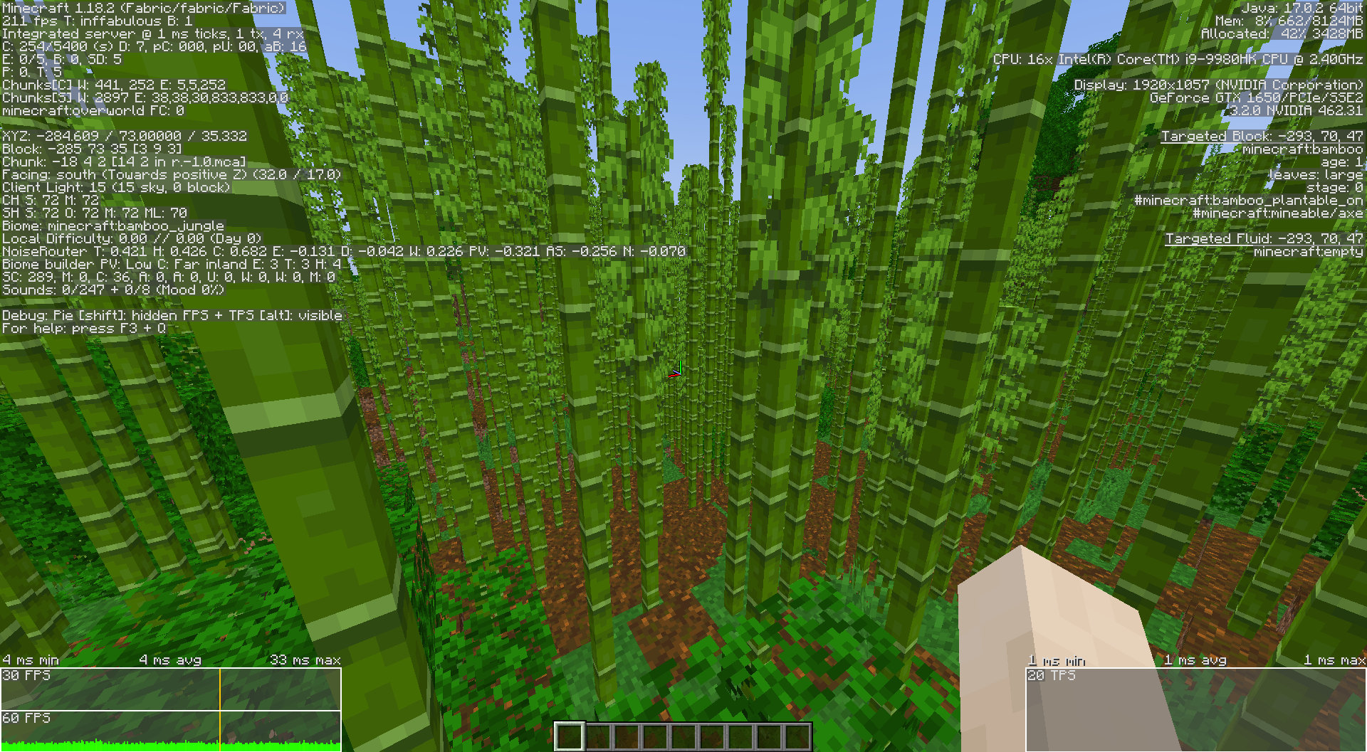 Debug view showing culled block faces