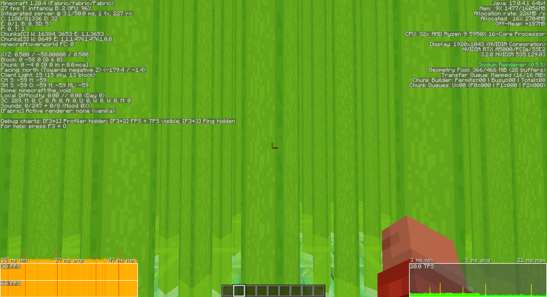 Distant terrain drawn at high render distance