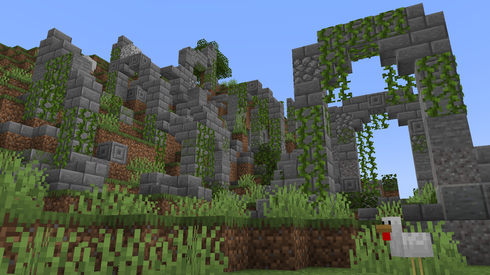 Overgrown stone ruin in a forest