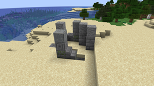 Collapsed structure on a rocky slope